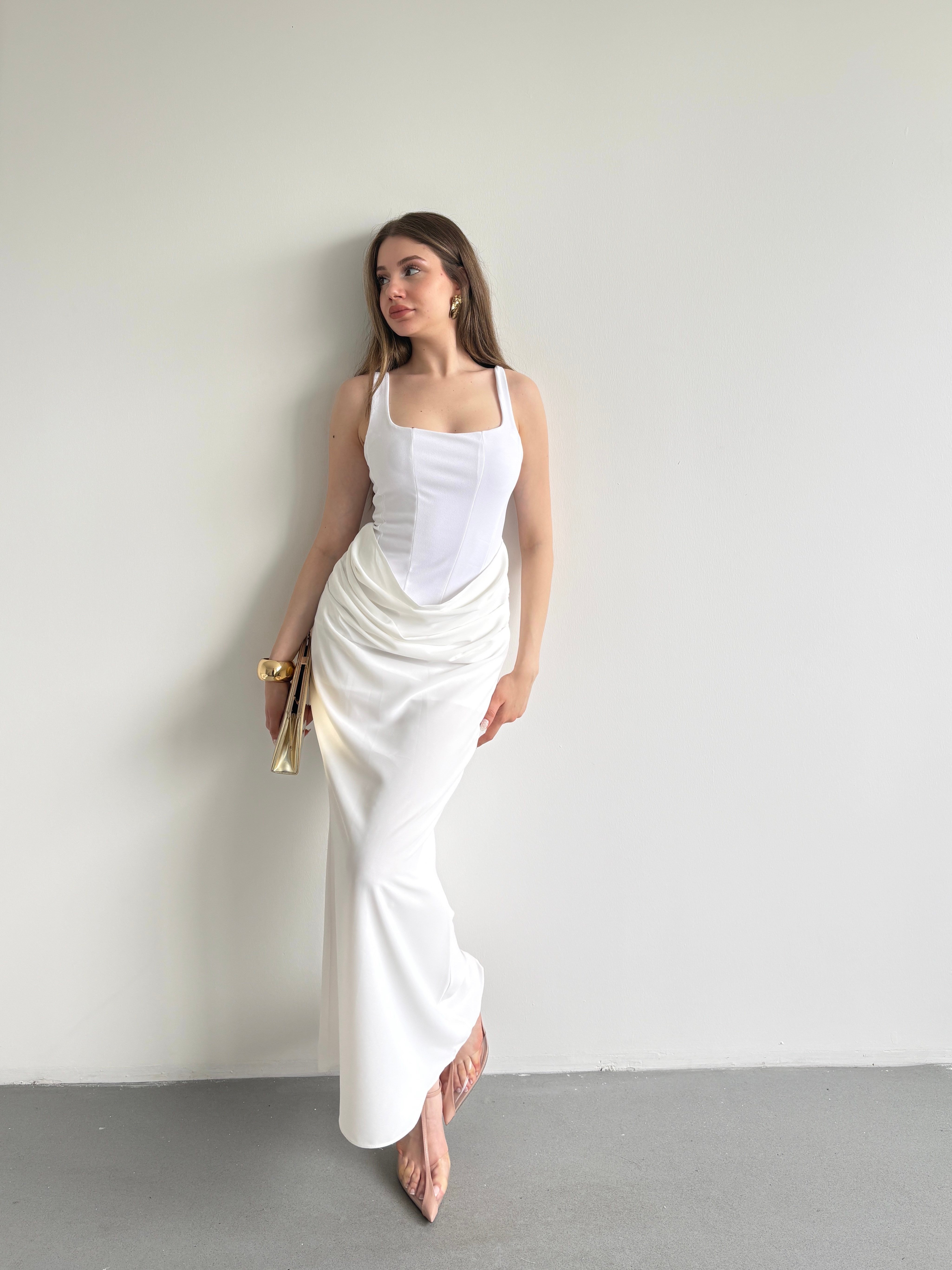 Premium Drape Detay Maxi Elbise