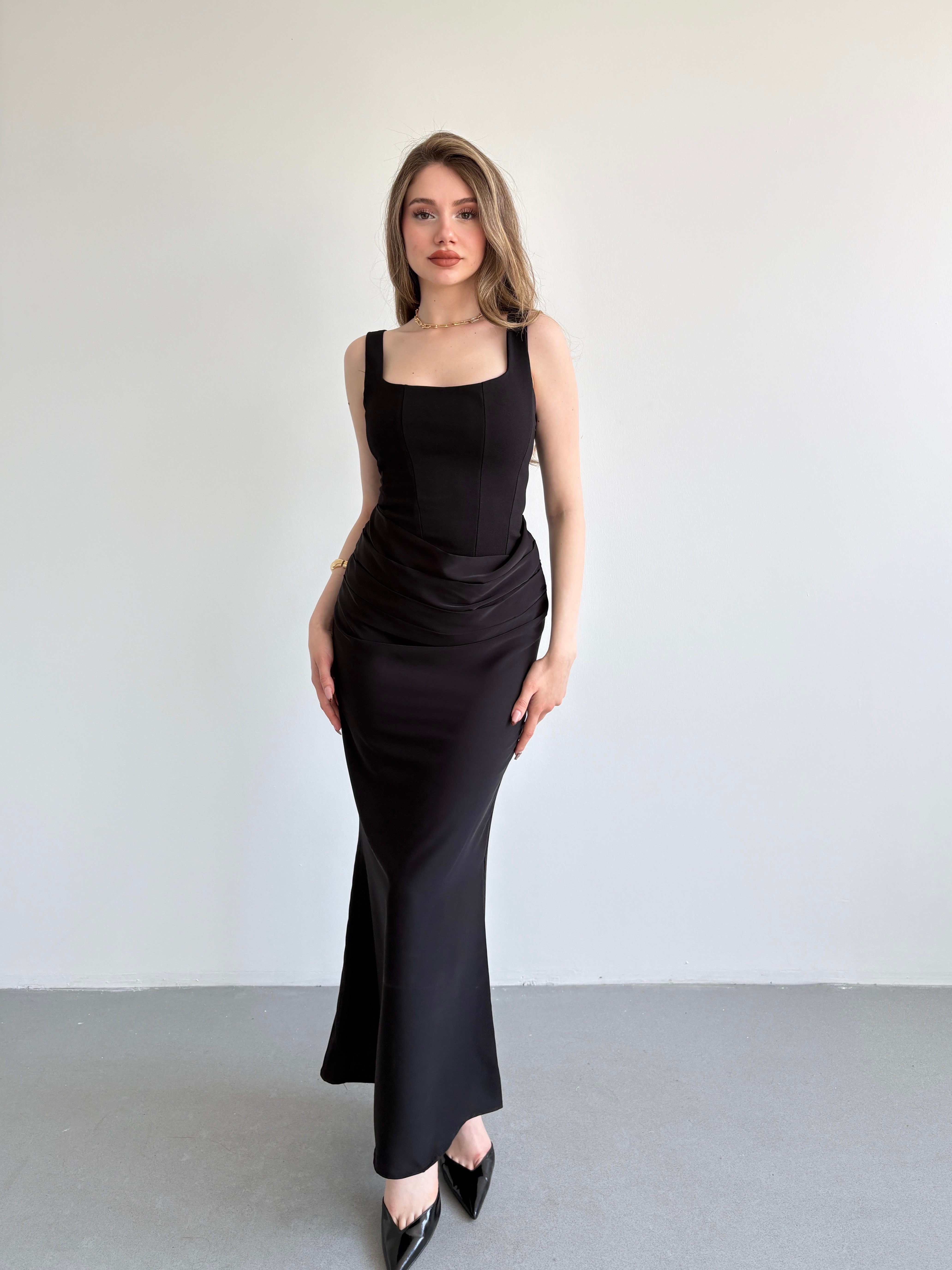 Premium Drape Detay Maxi Elbise
