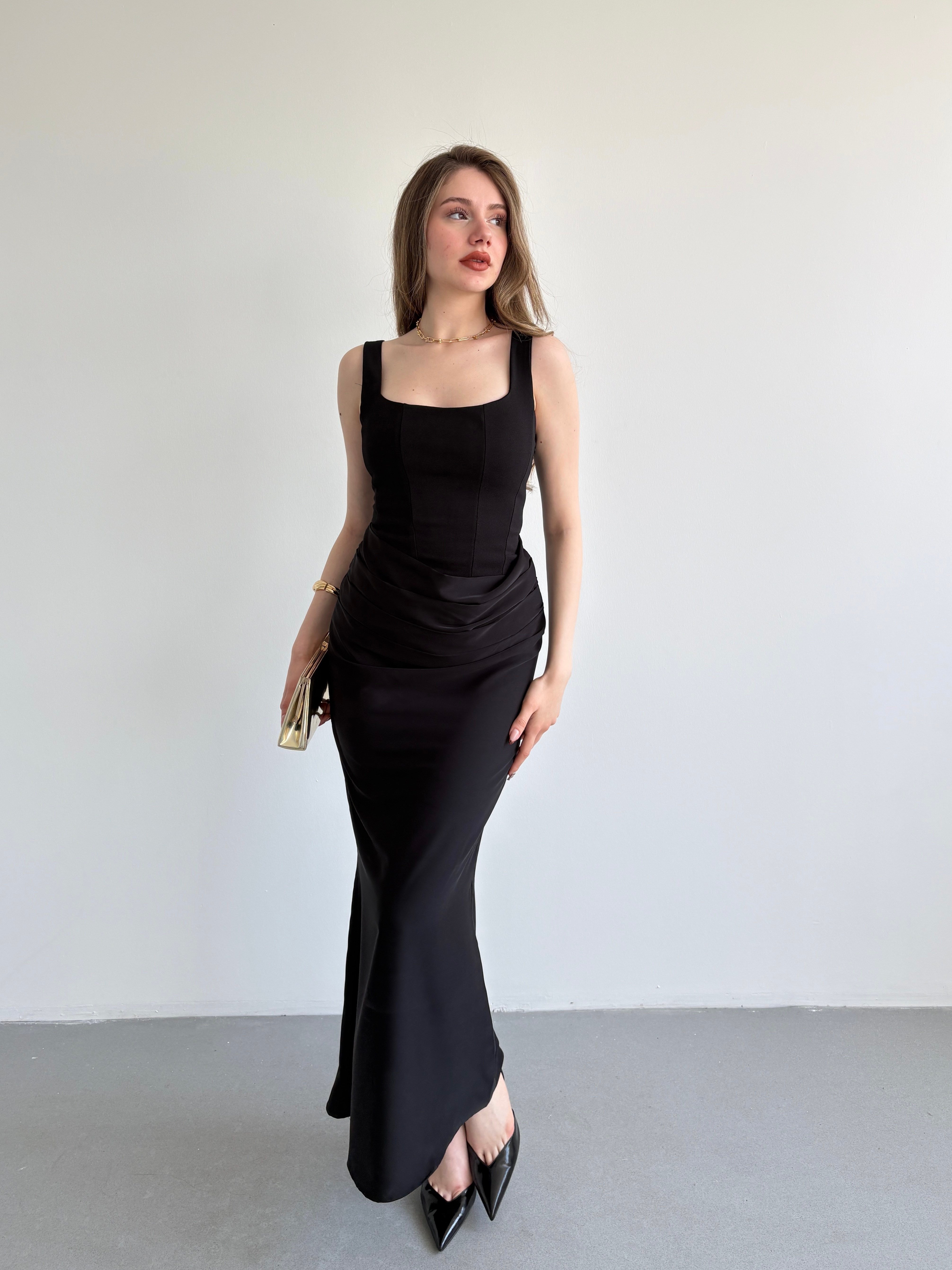 Premium Drape Detay Maxi Elbise