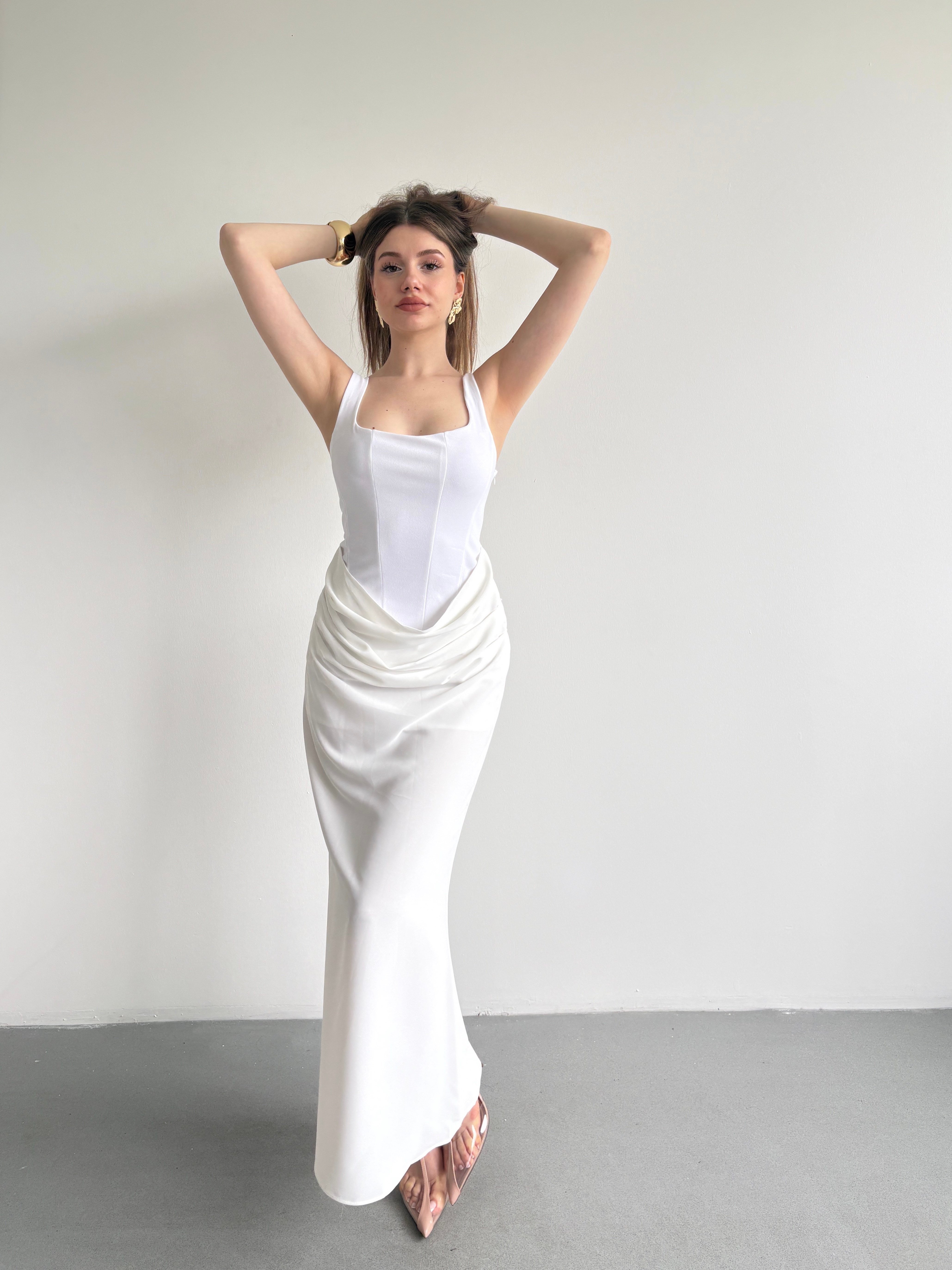 Premium Drape Detay Maxi Elbise