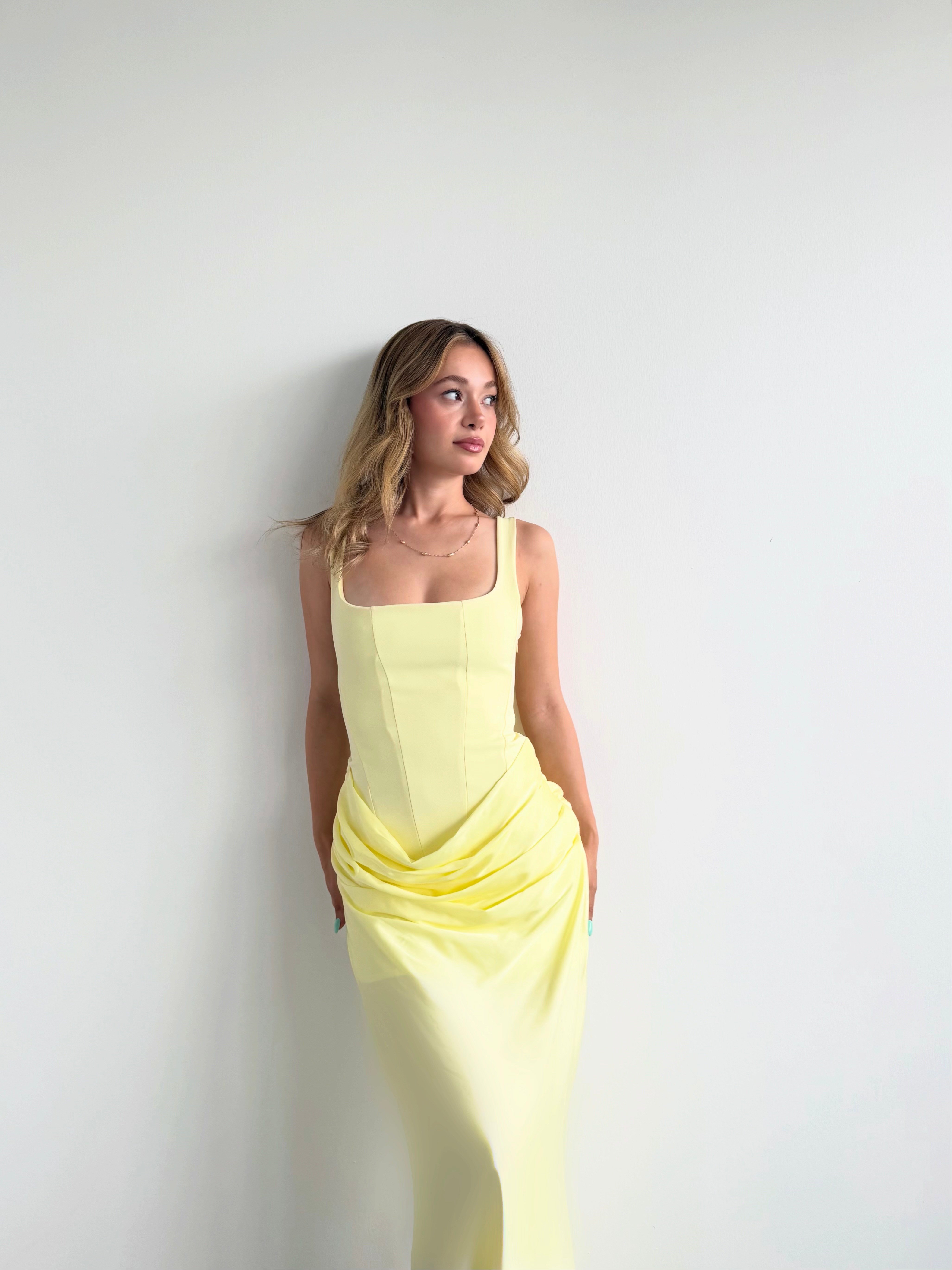 Premium Drape Detay Maxi Elbise