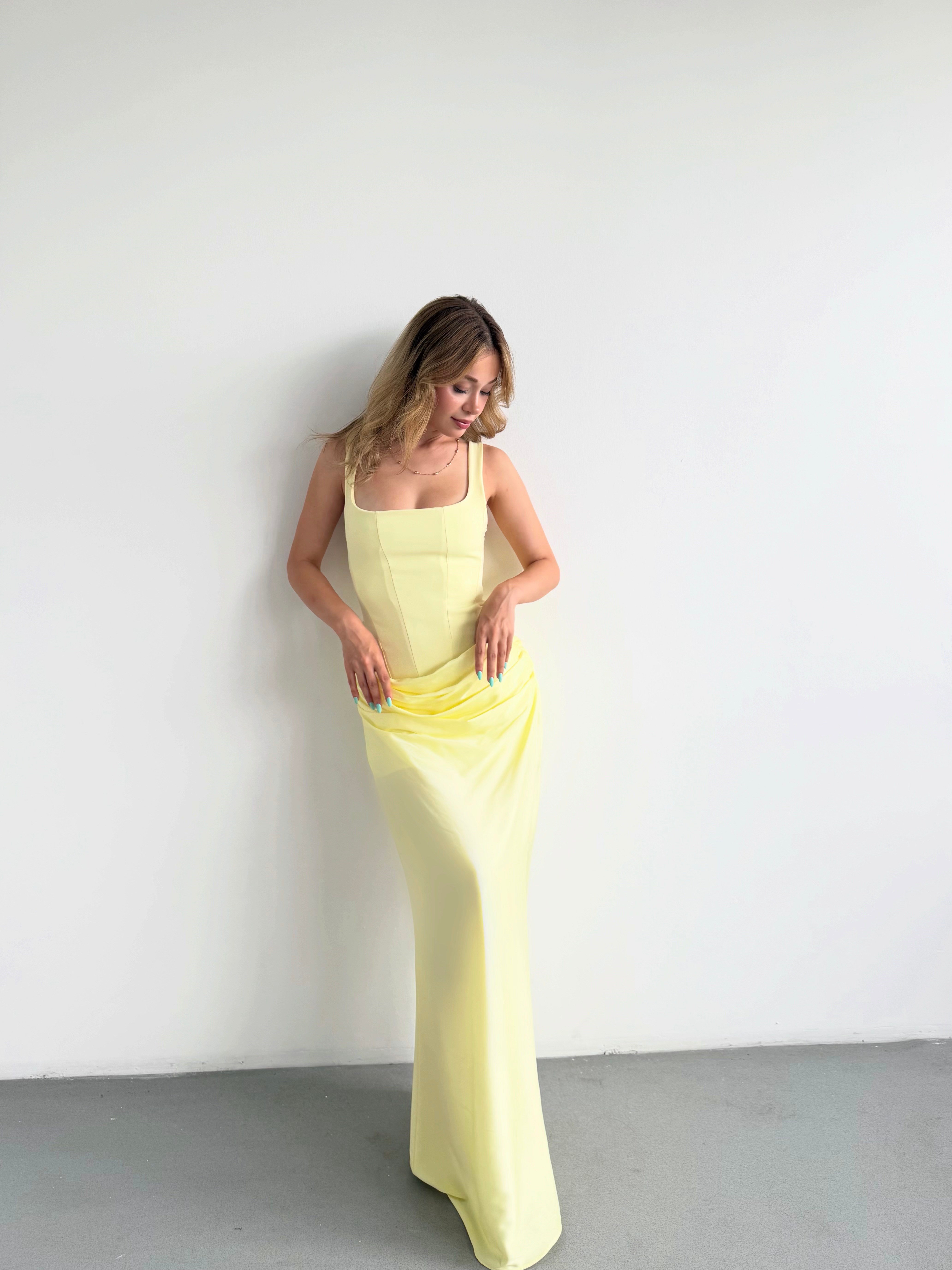Premium Drape Detay Maxi Elbise