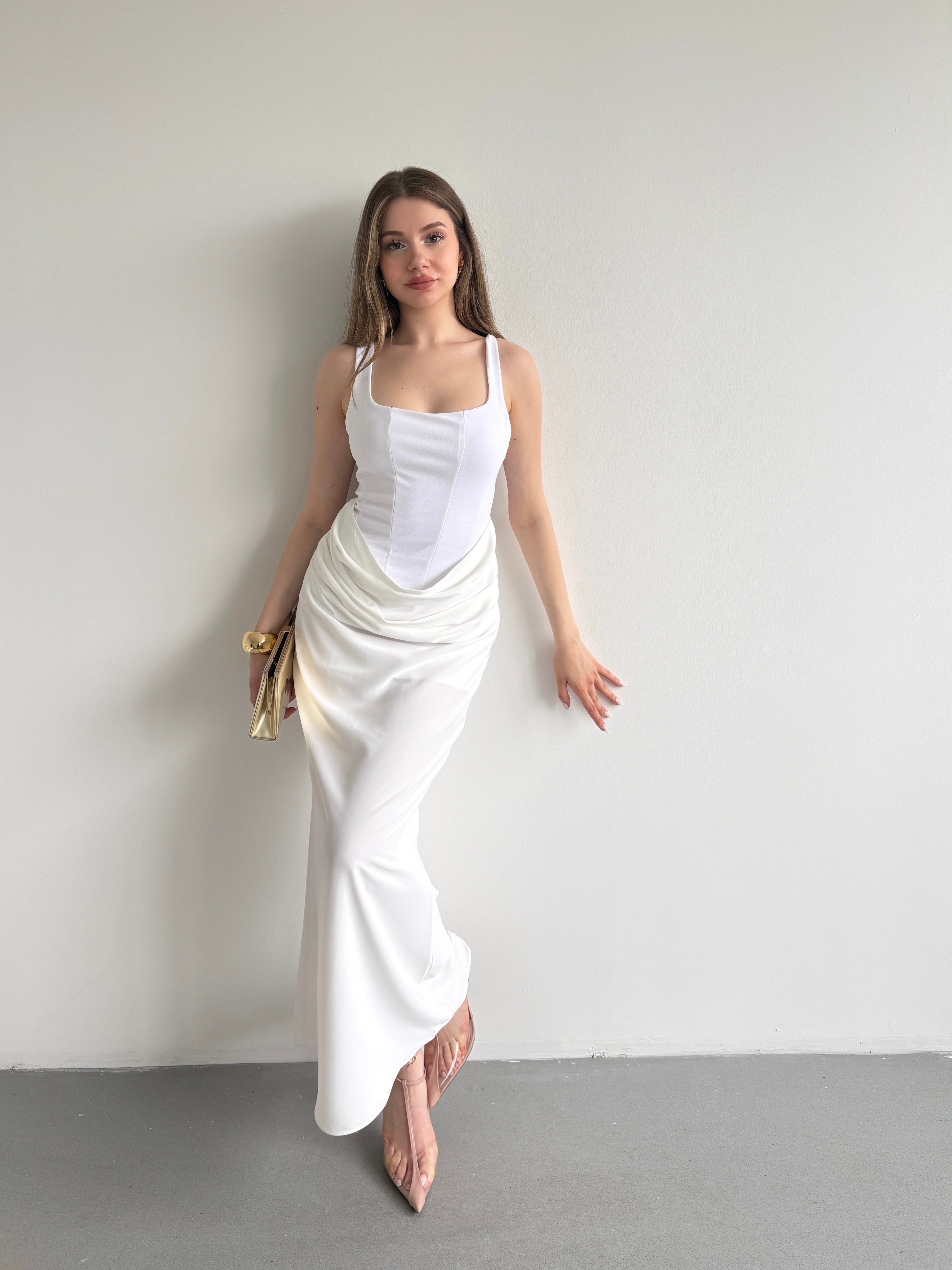 Premium Drape Detay Maxi Elbise