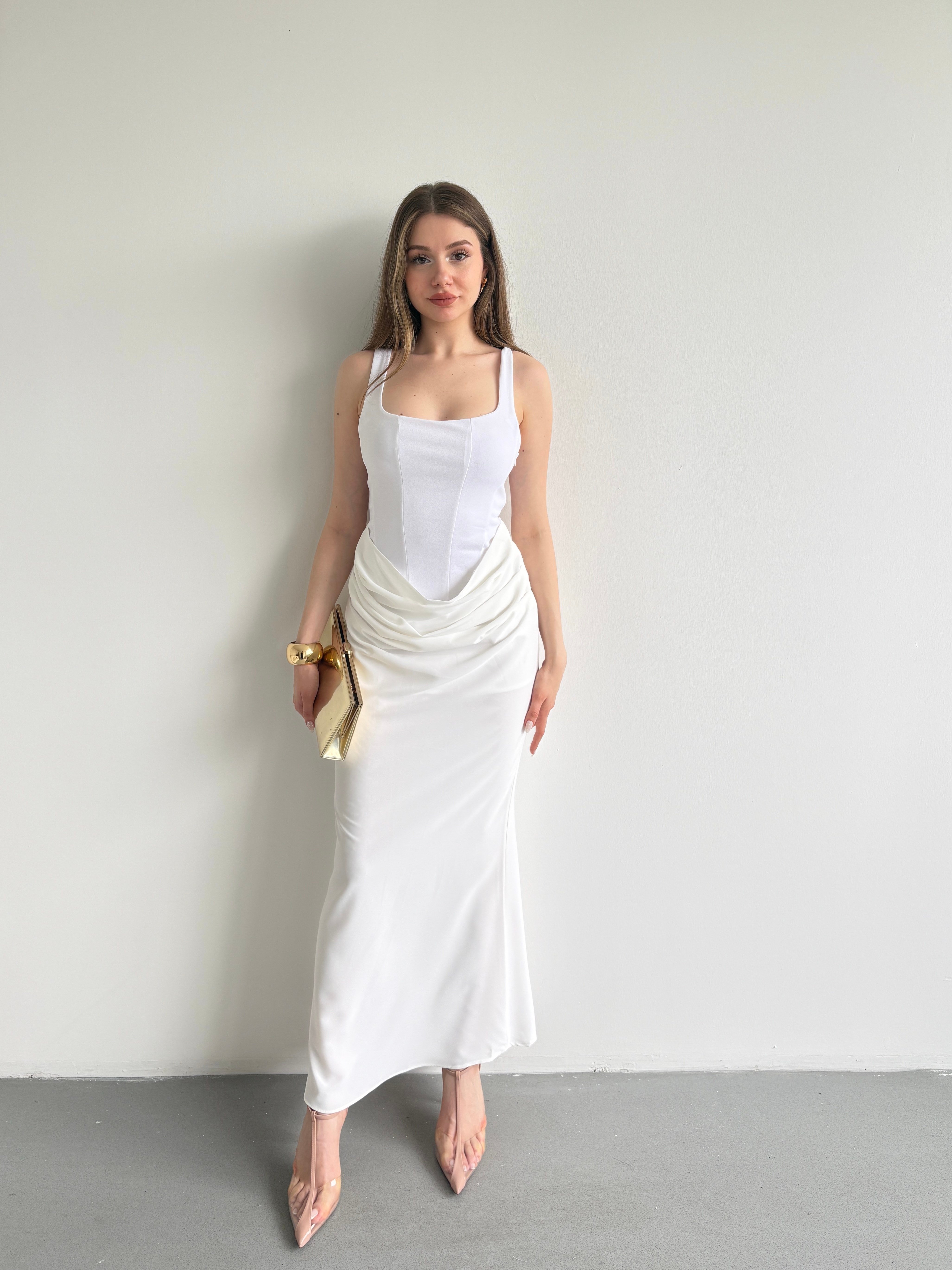 Premium Drape Detay Maxi Elbise