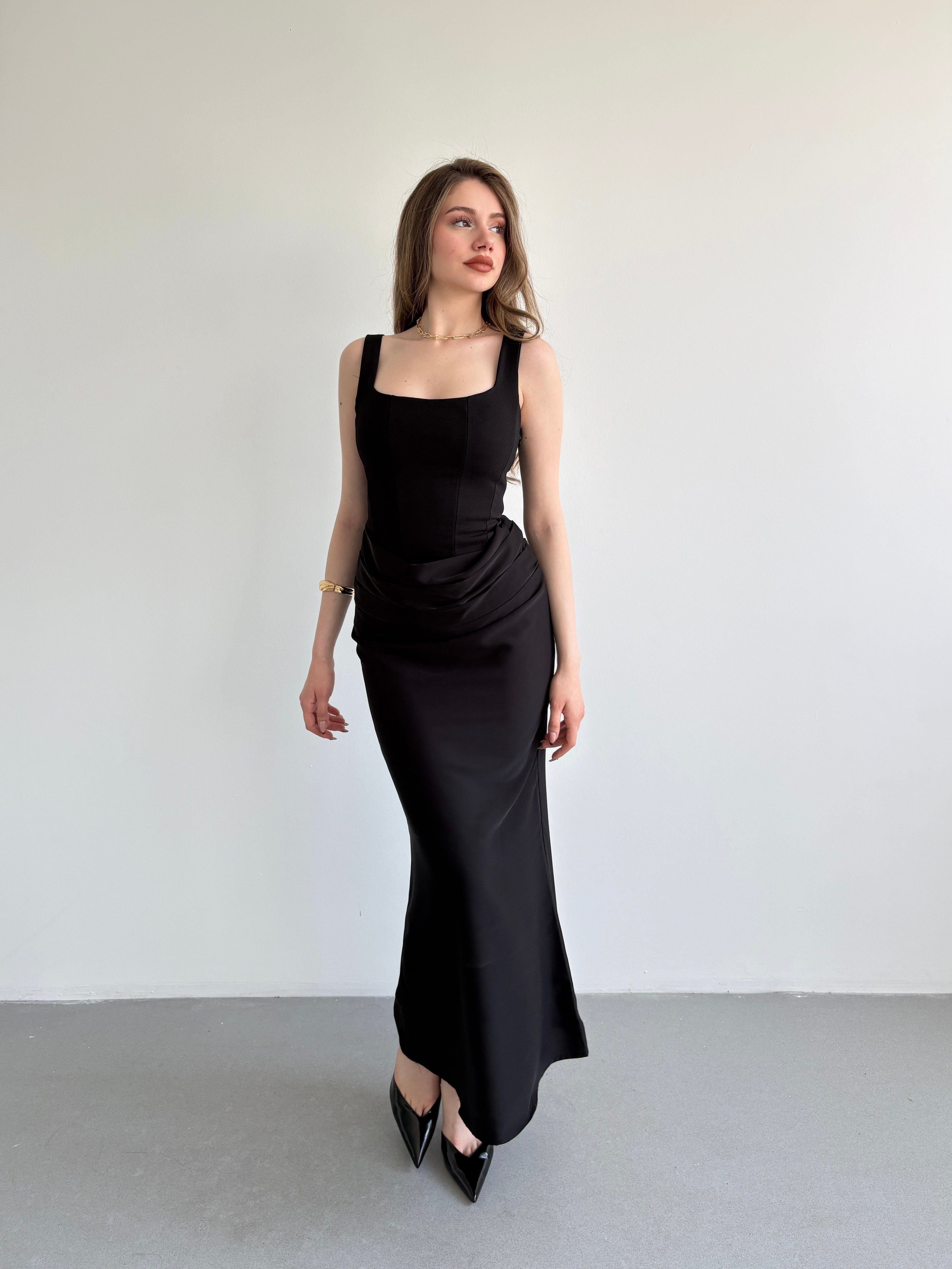 Premium Drape Detay Maxi Elbise