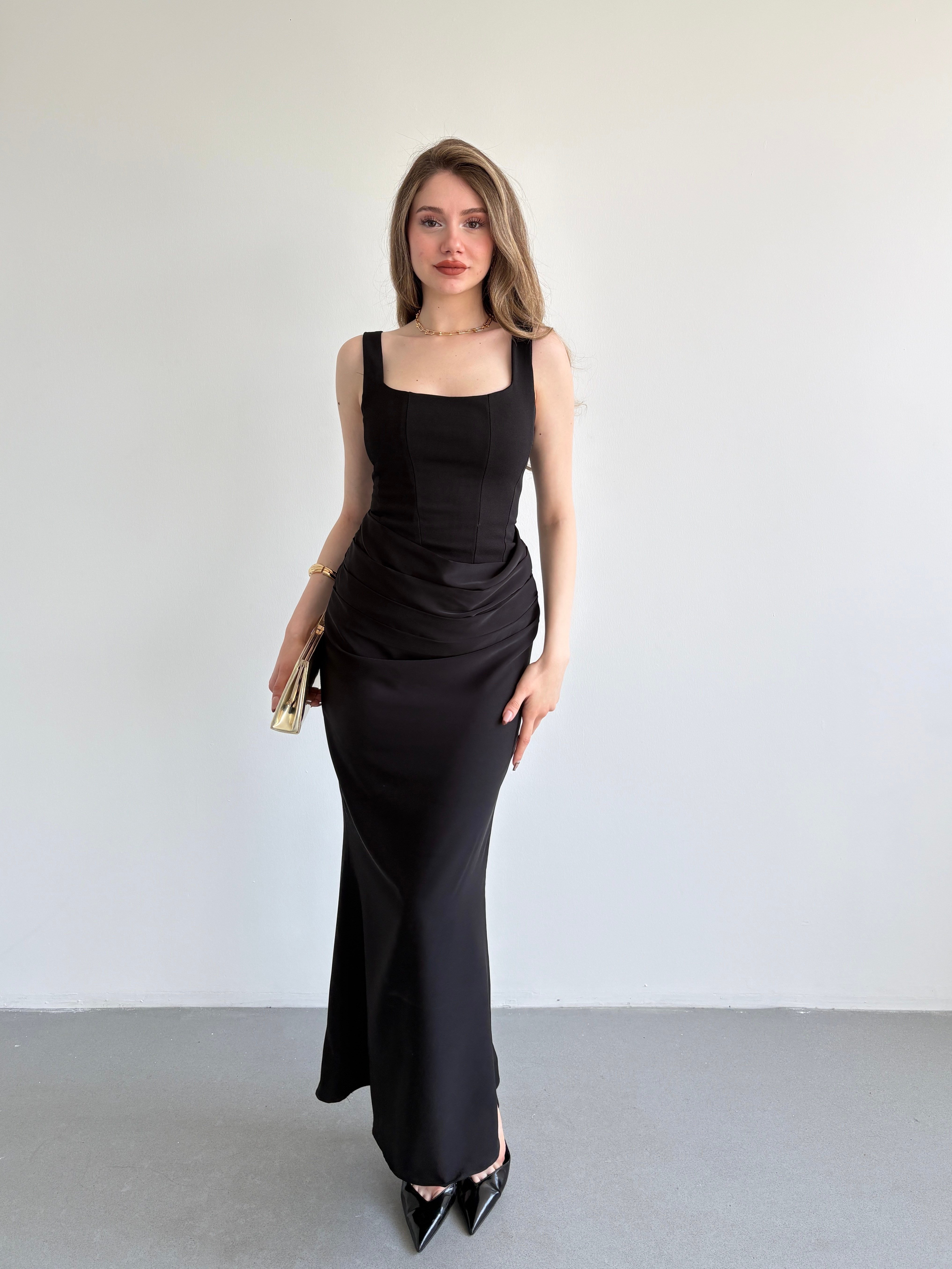 Premium Drape Detay Maxi Elbise