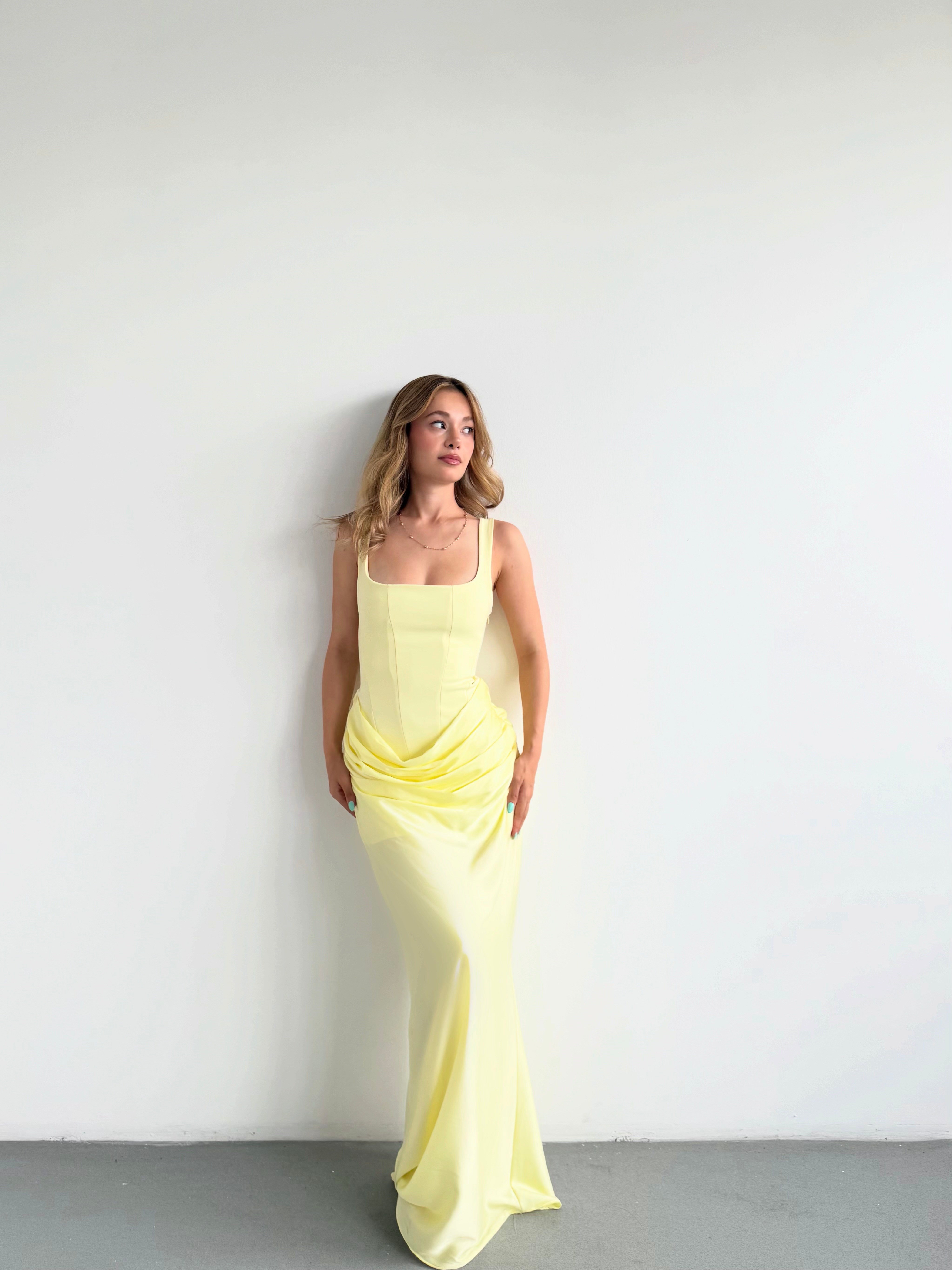 Premium Drape Detay Maxi Elbise