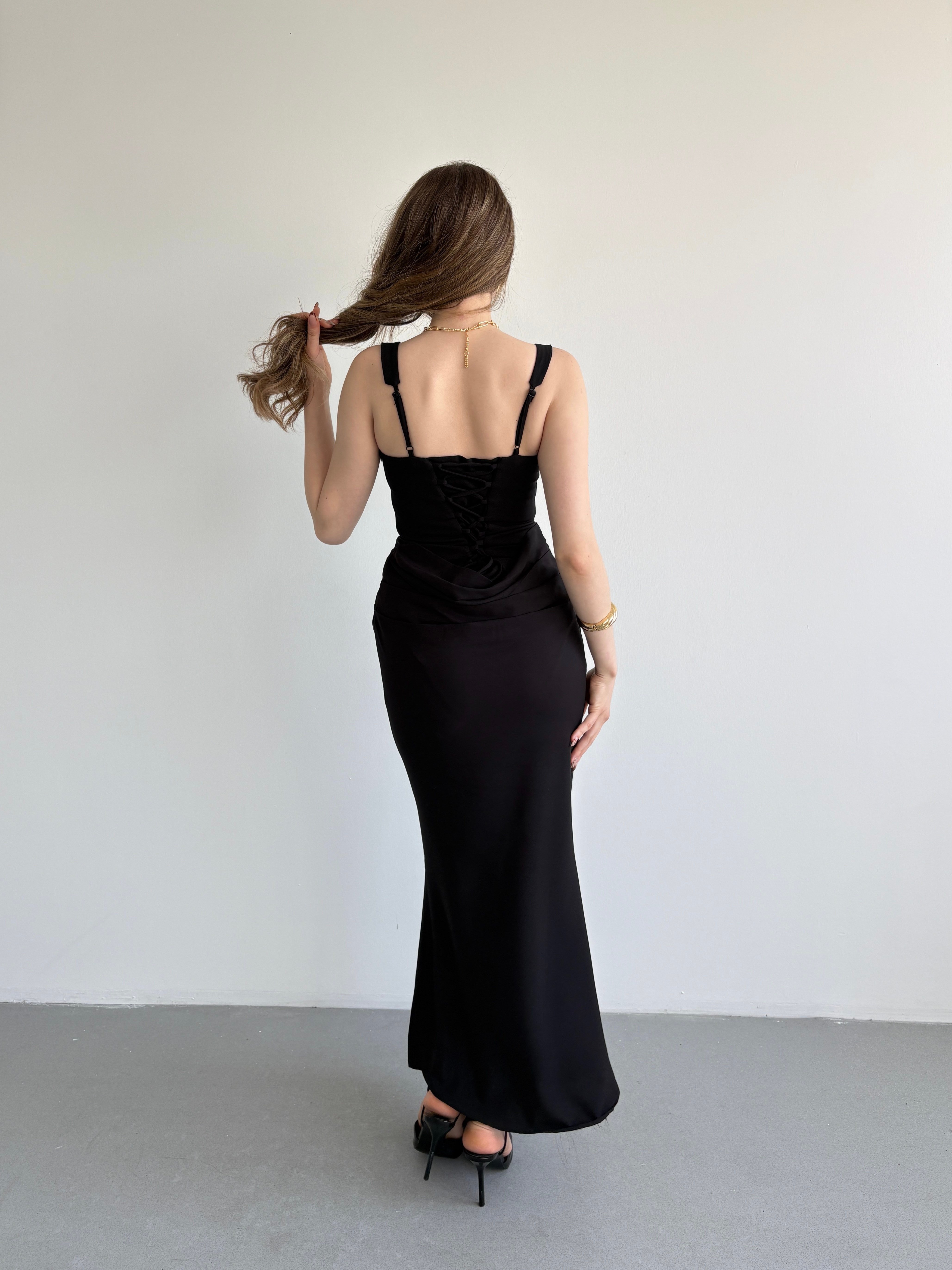 Premium Drape Detay Maxi Elbise