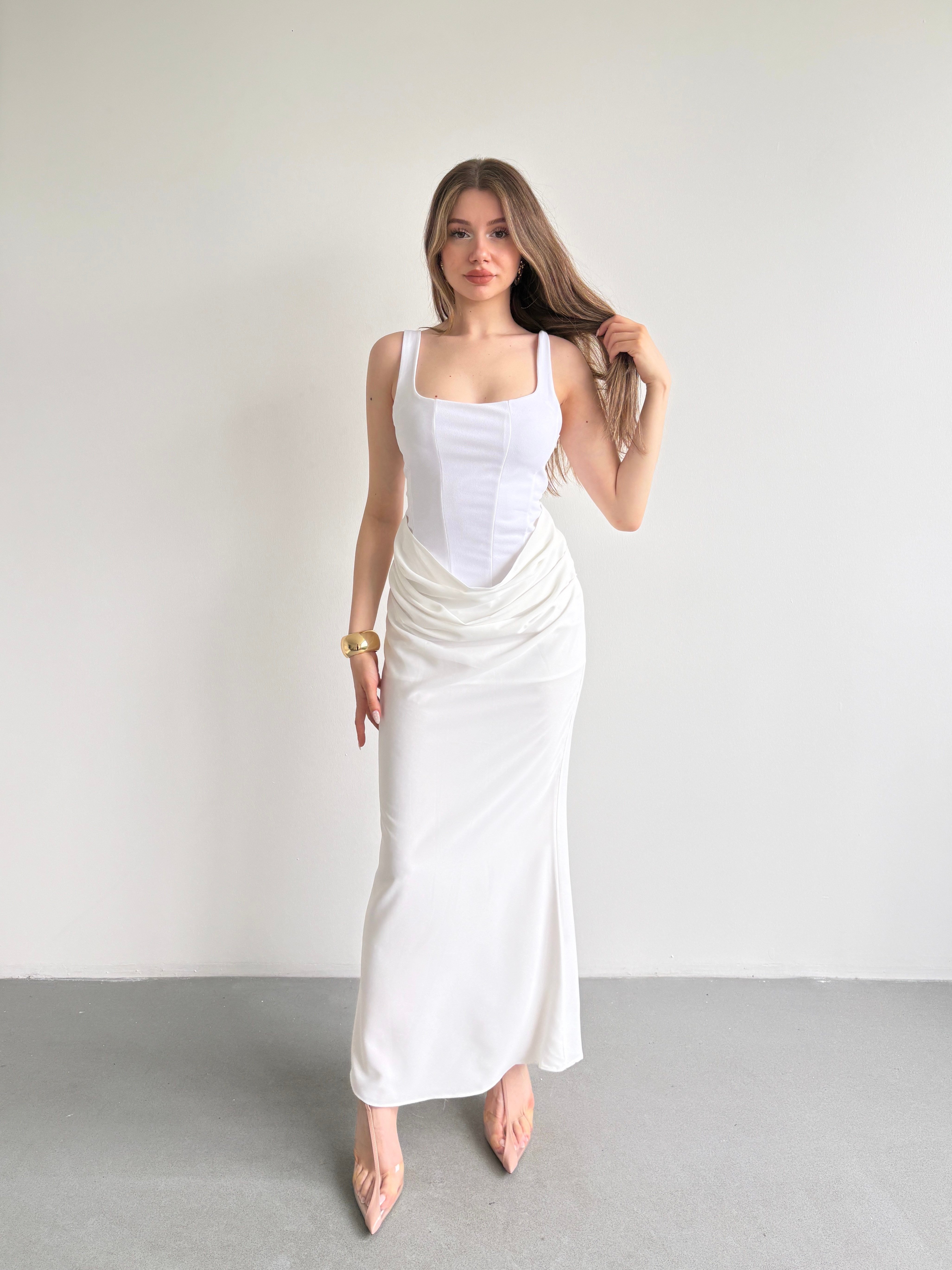 Premium Drape Detay Maxi Elbise