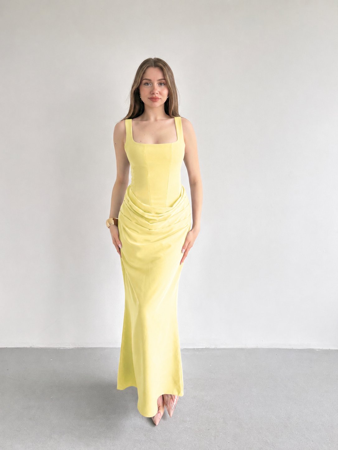 Premium Drape Detay Maxi Elbise