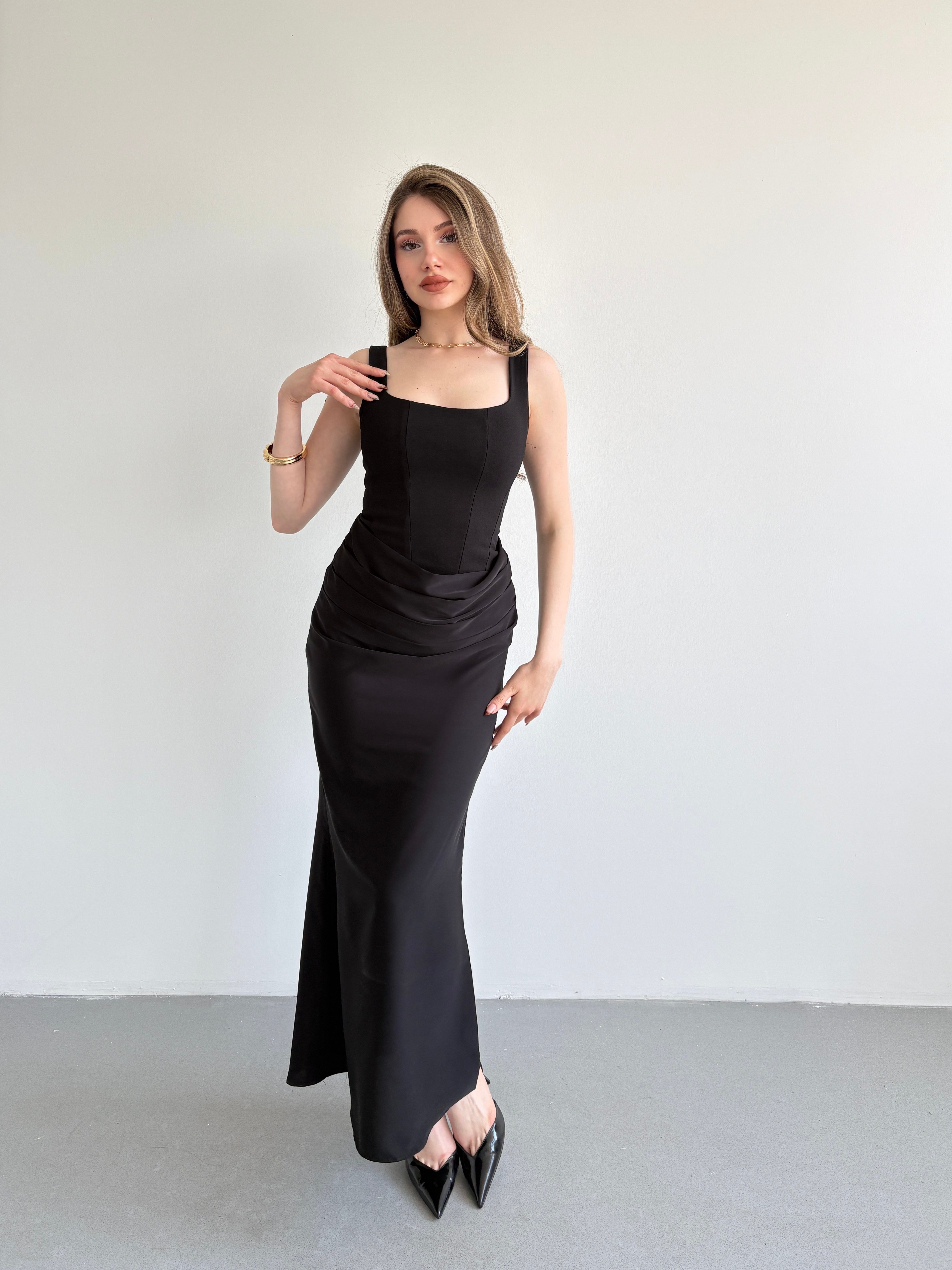 Premium Drape Detay Maxi Elbise