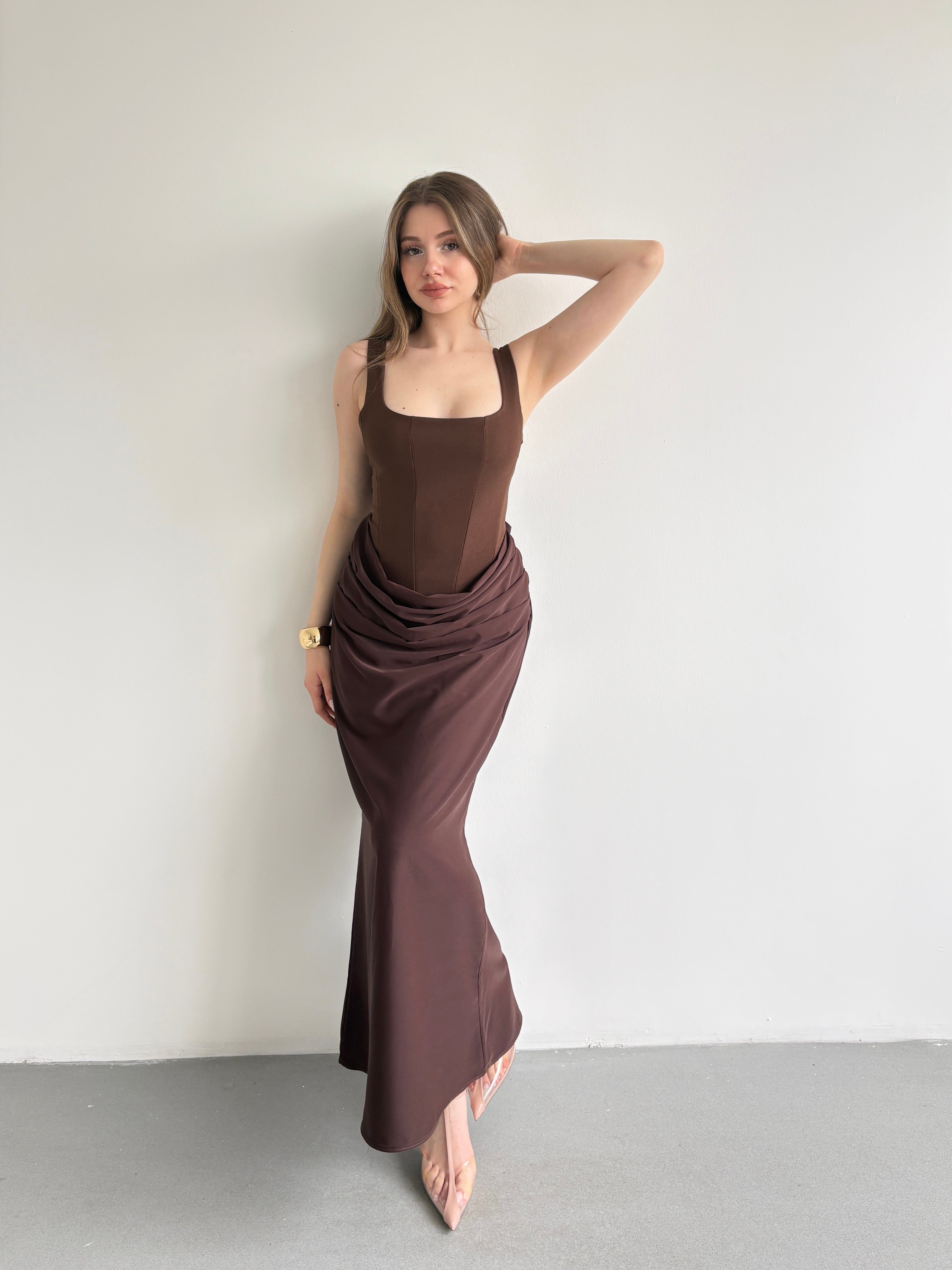 Premium Drape Detay Maxi Elbise