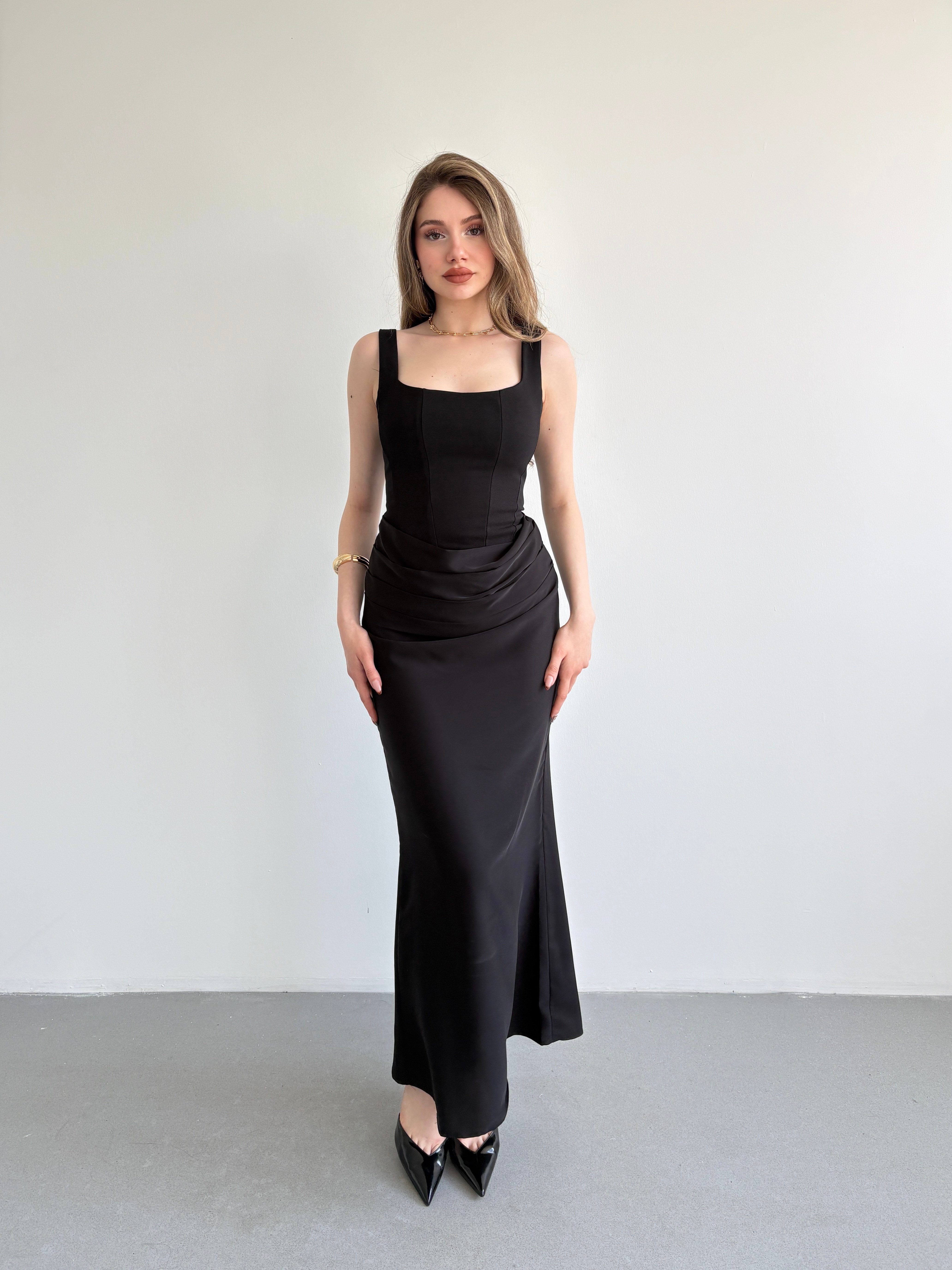 Premium Drape Detay Maxi Elbise
