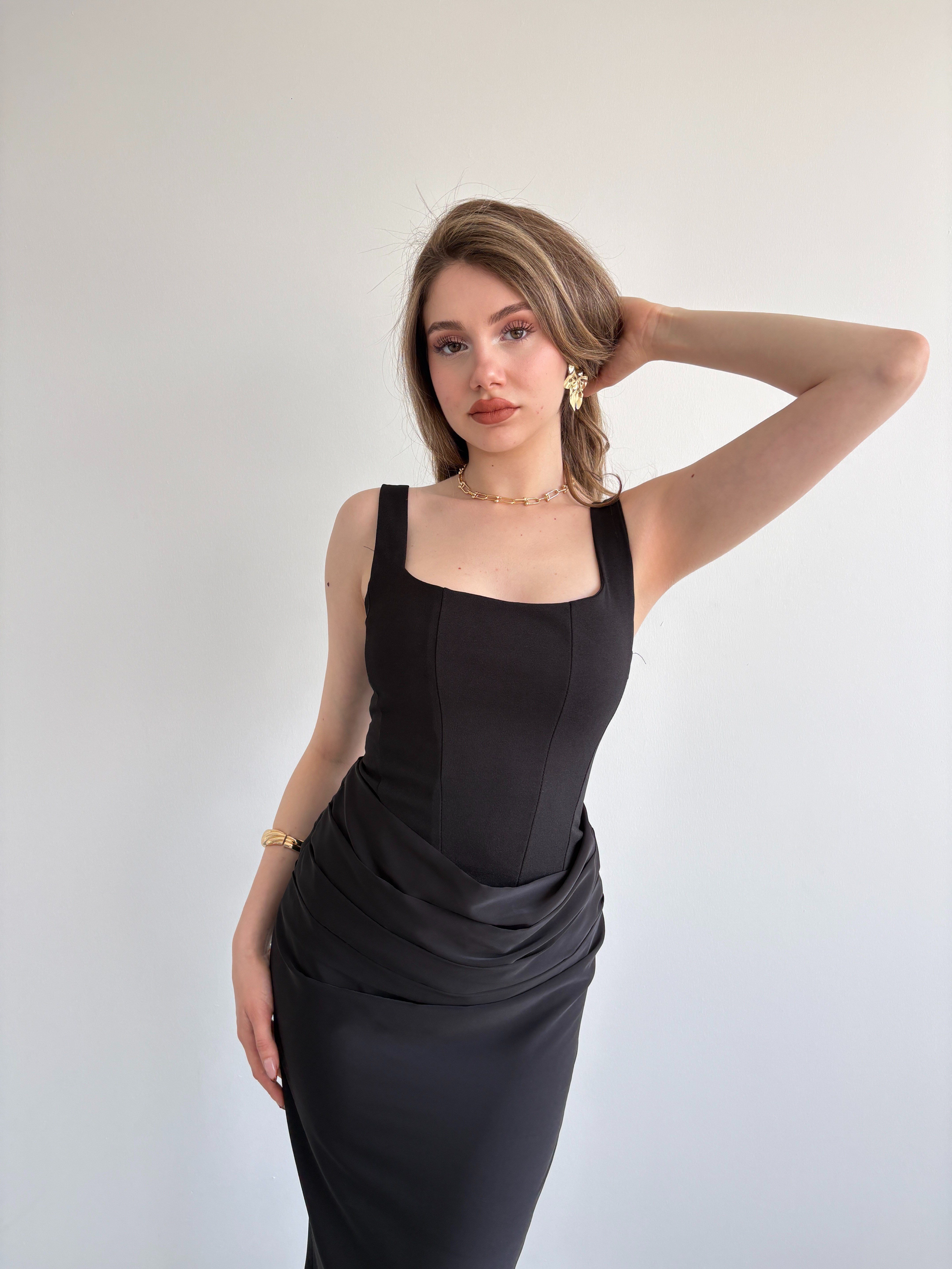 Premium Drape Detay Maxi Elbise