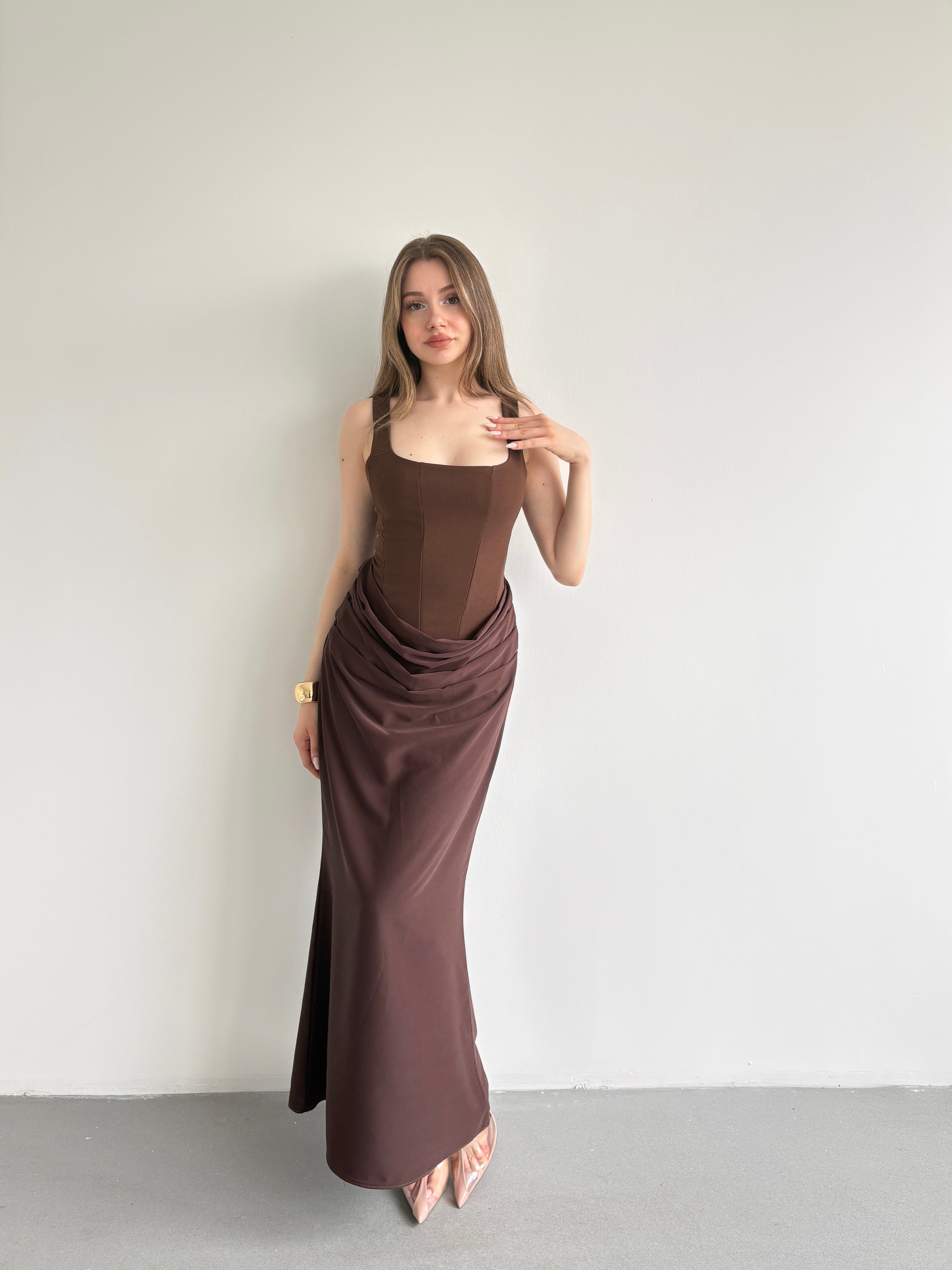 Premium Drape Detay Maxi Elbise