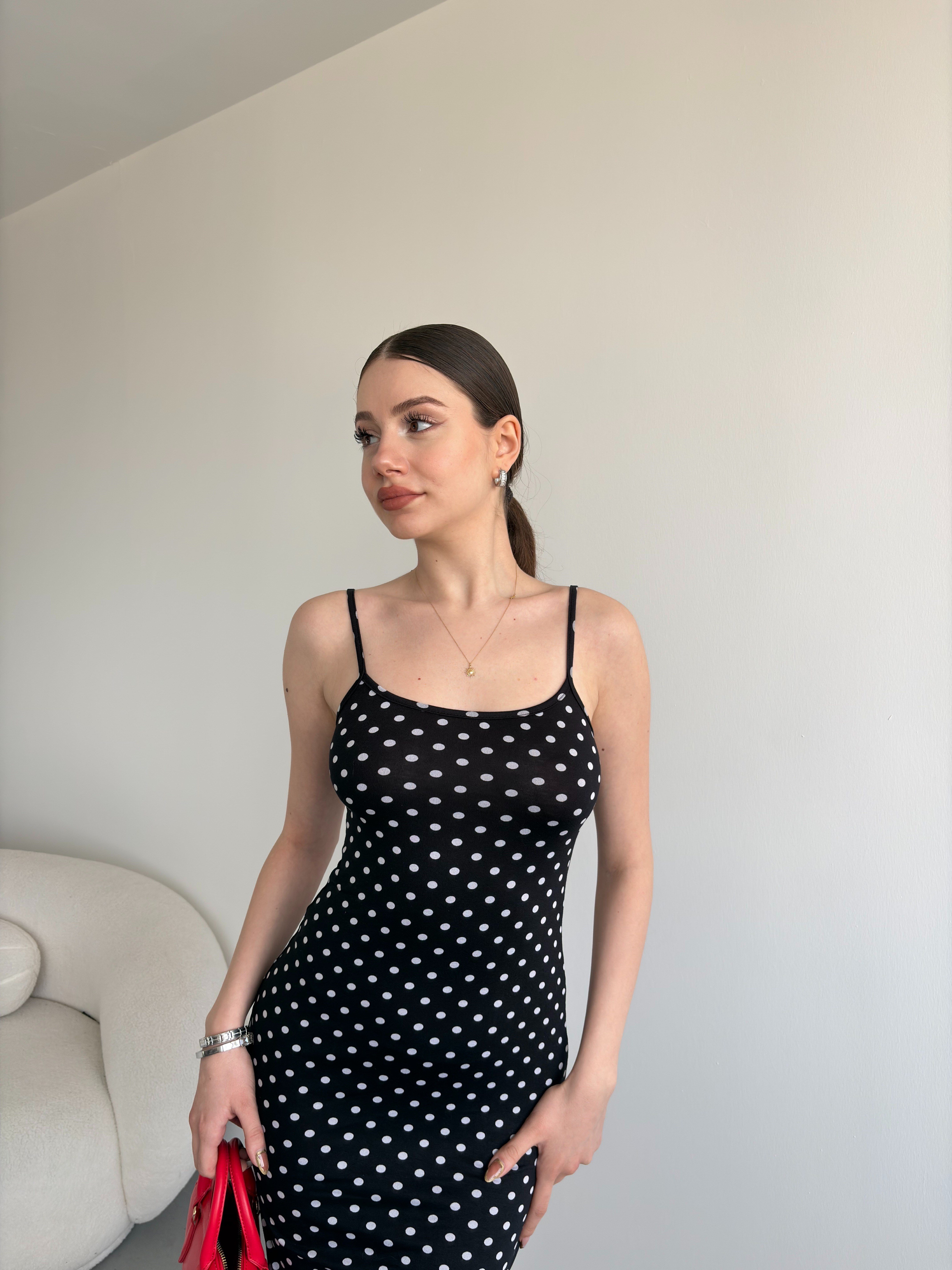 Puantiyeli Basic Elbise