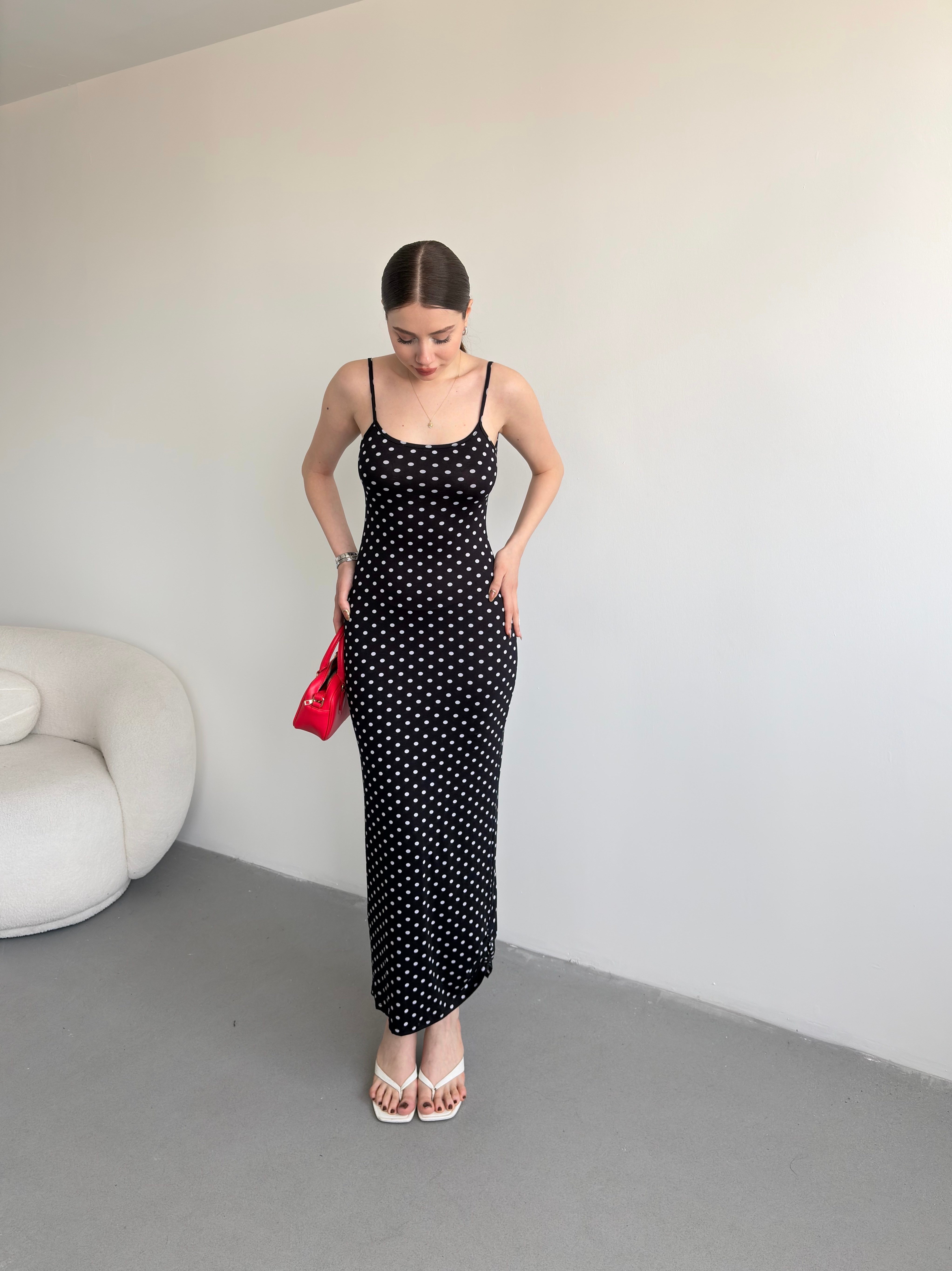 Puantiyeli Basic Elbise