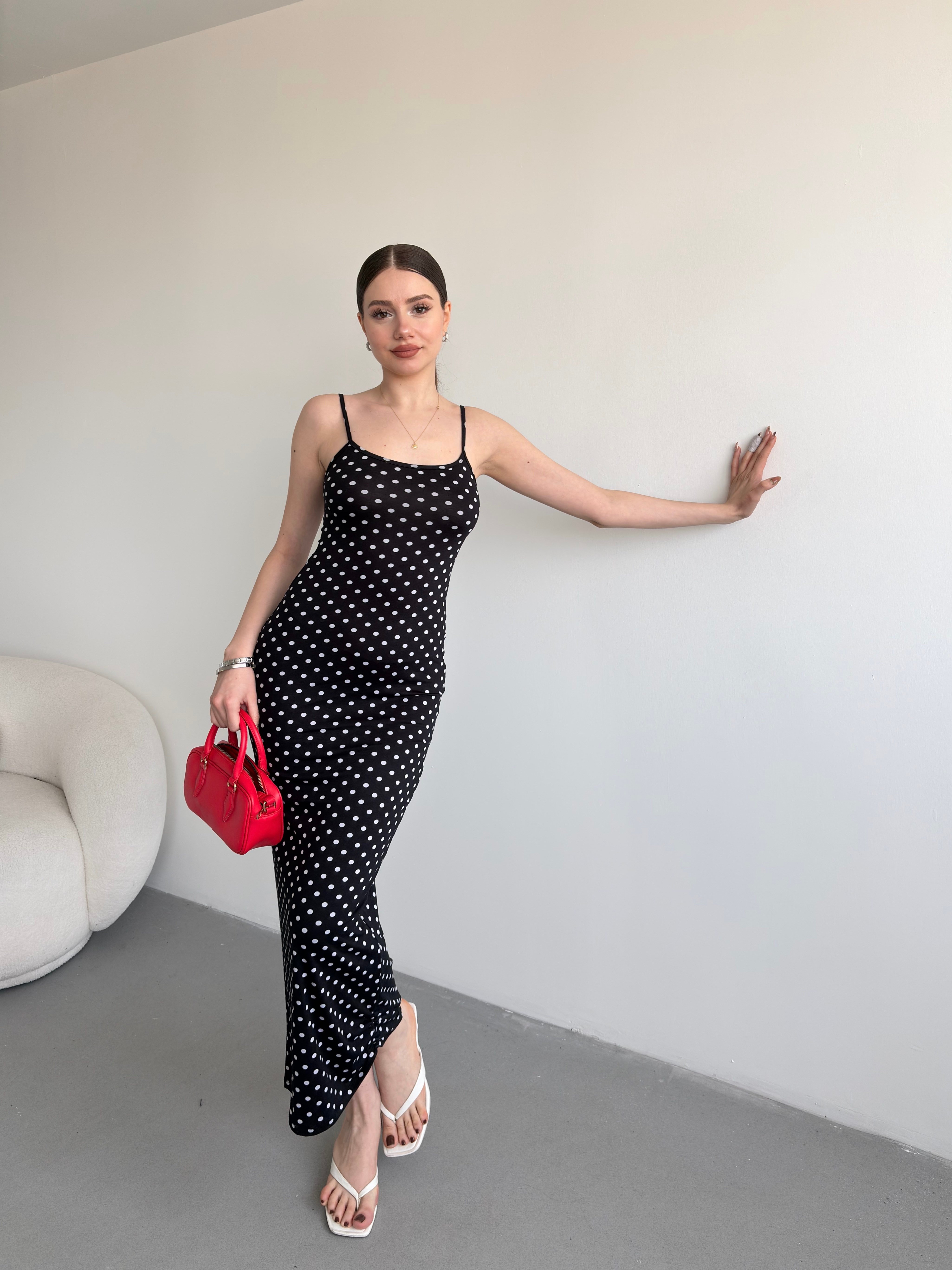 Puantiyeli Basic Elbise
