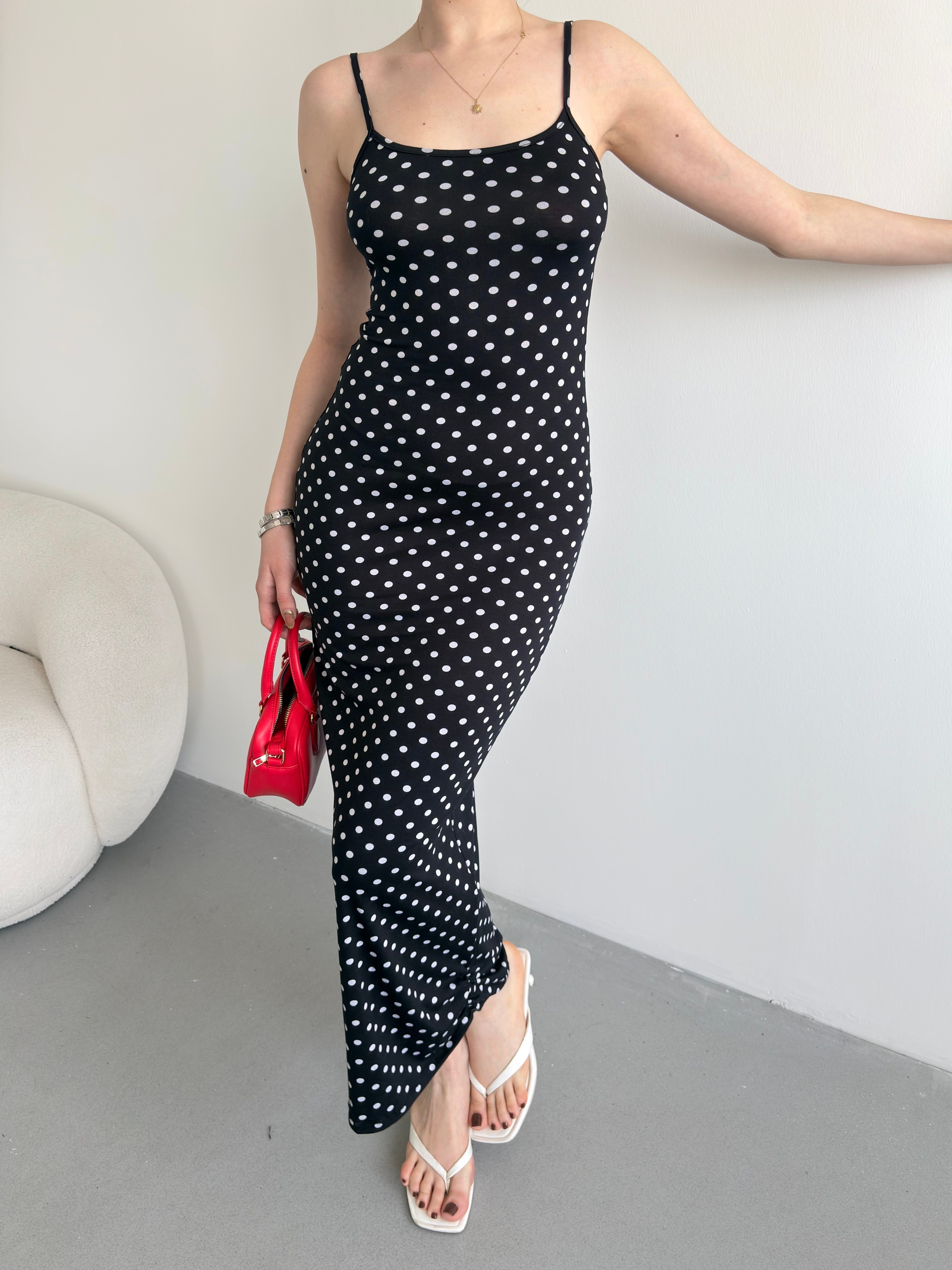 Puantiyeli Basic Elbise