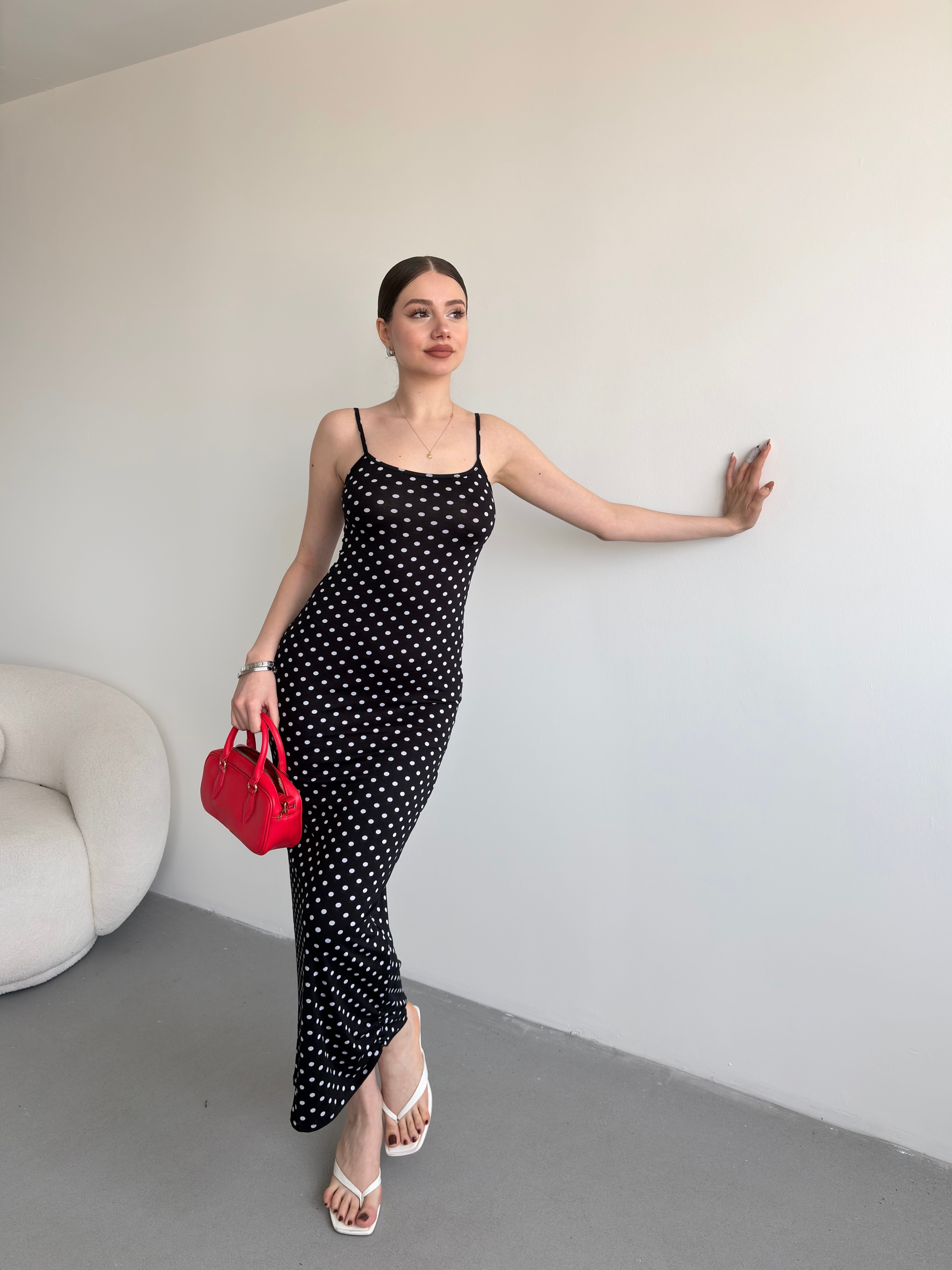 Puantiyeli Basic Elbise