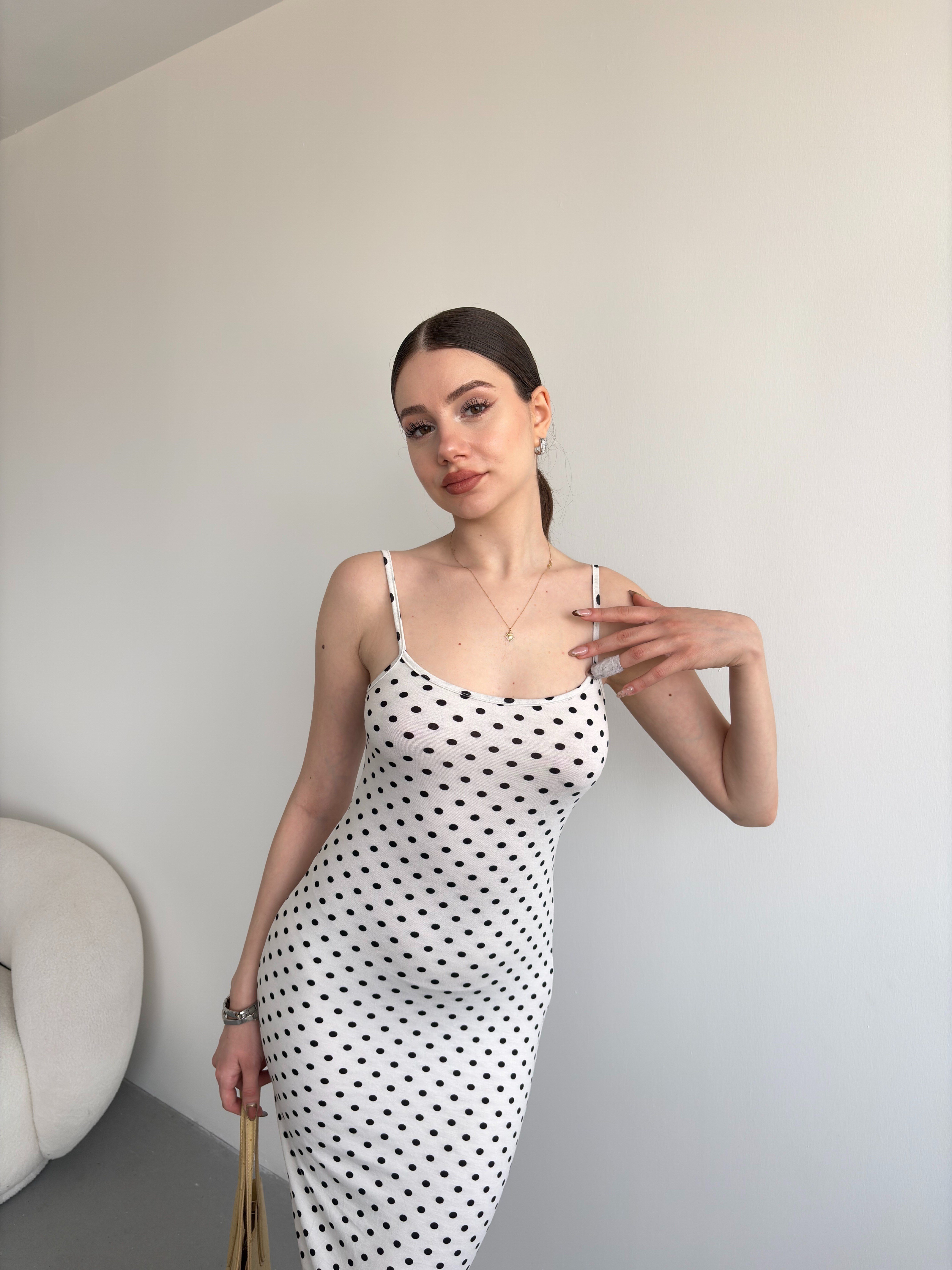 Puantiyeli Basic Elbise