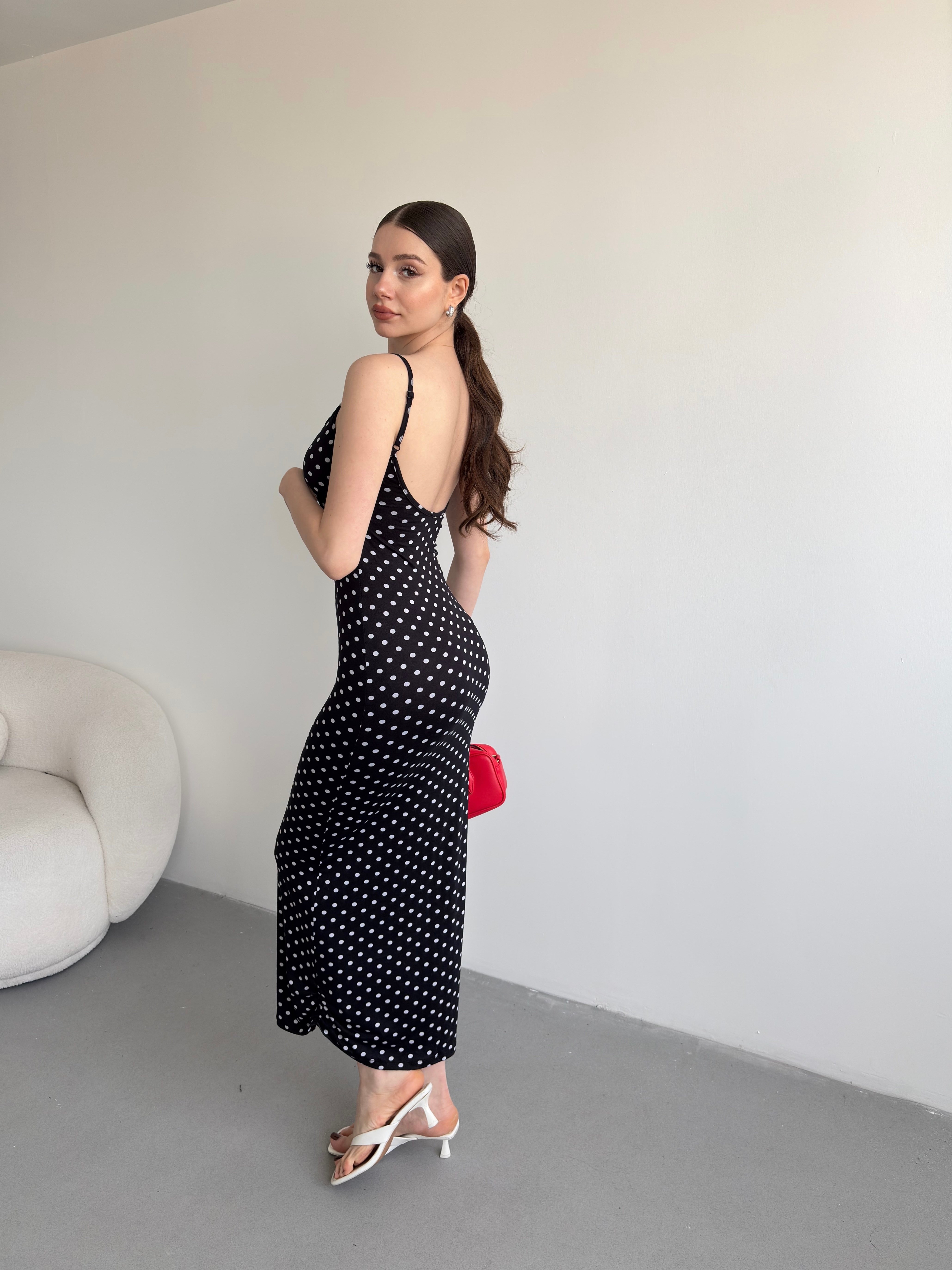 Puantiyeli Basic Elbise