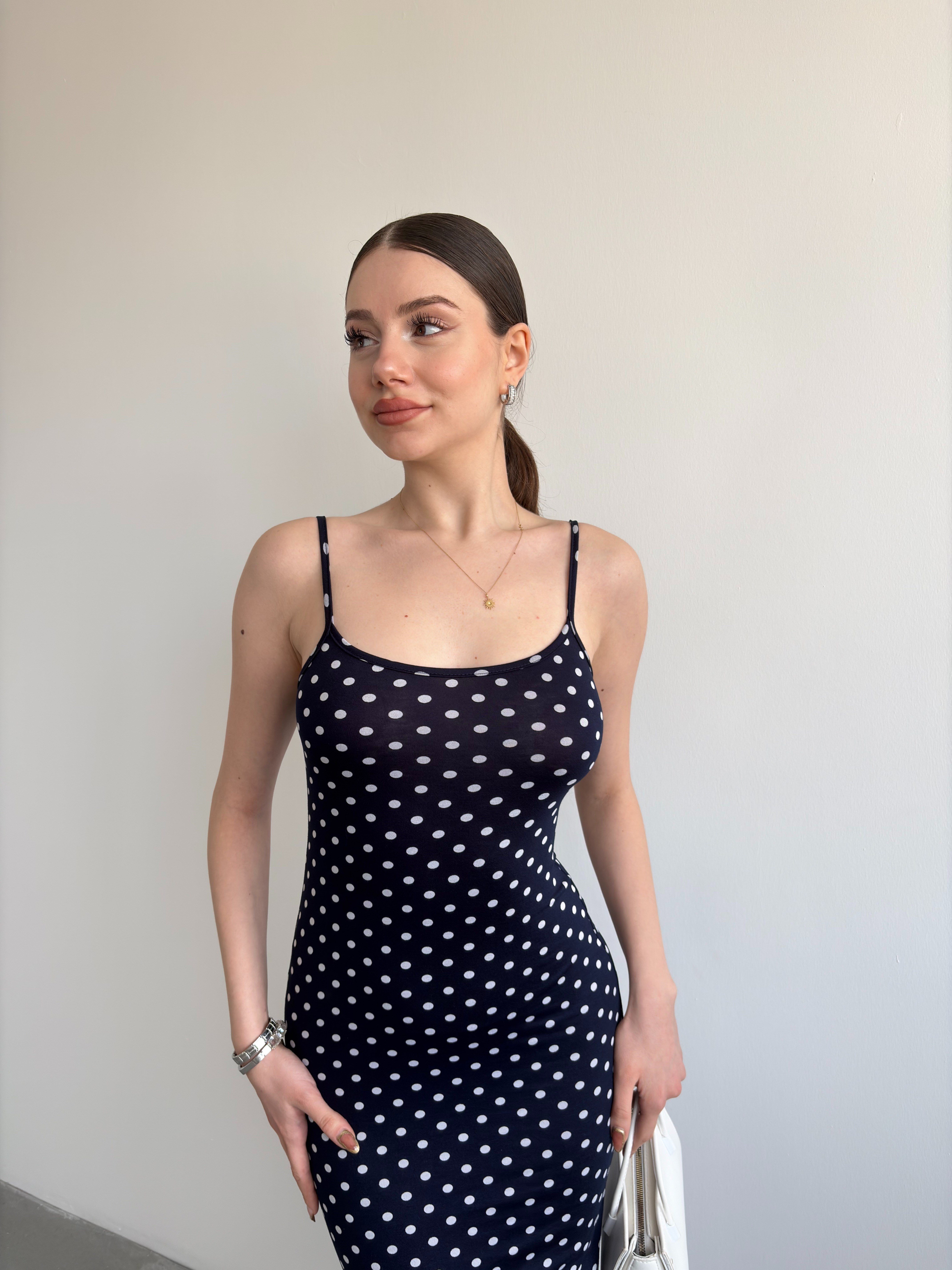 Puantiyeli Basic Elbise