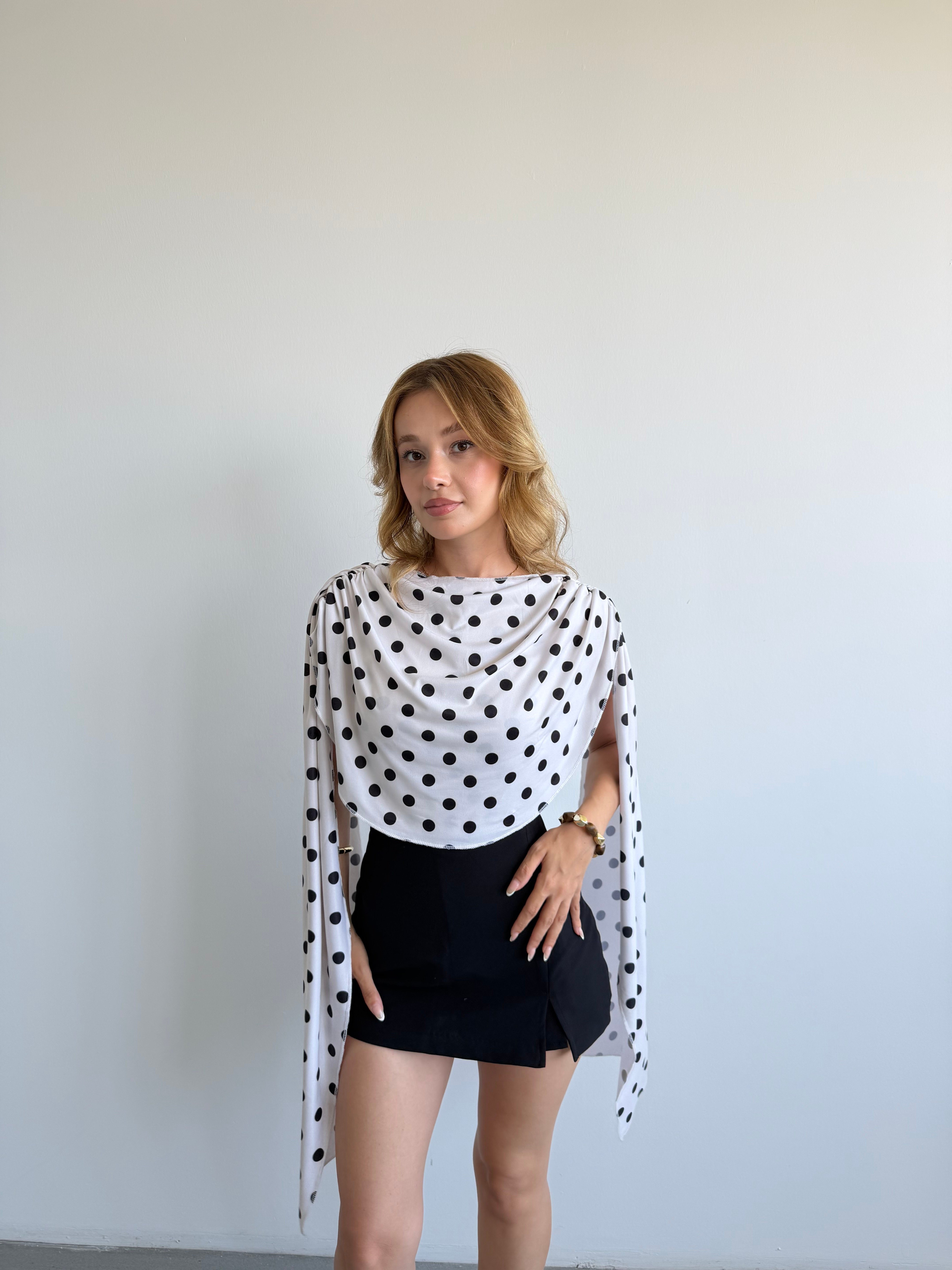 Puantiyeli Pelerin Bodysuit
