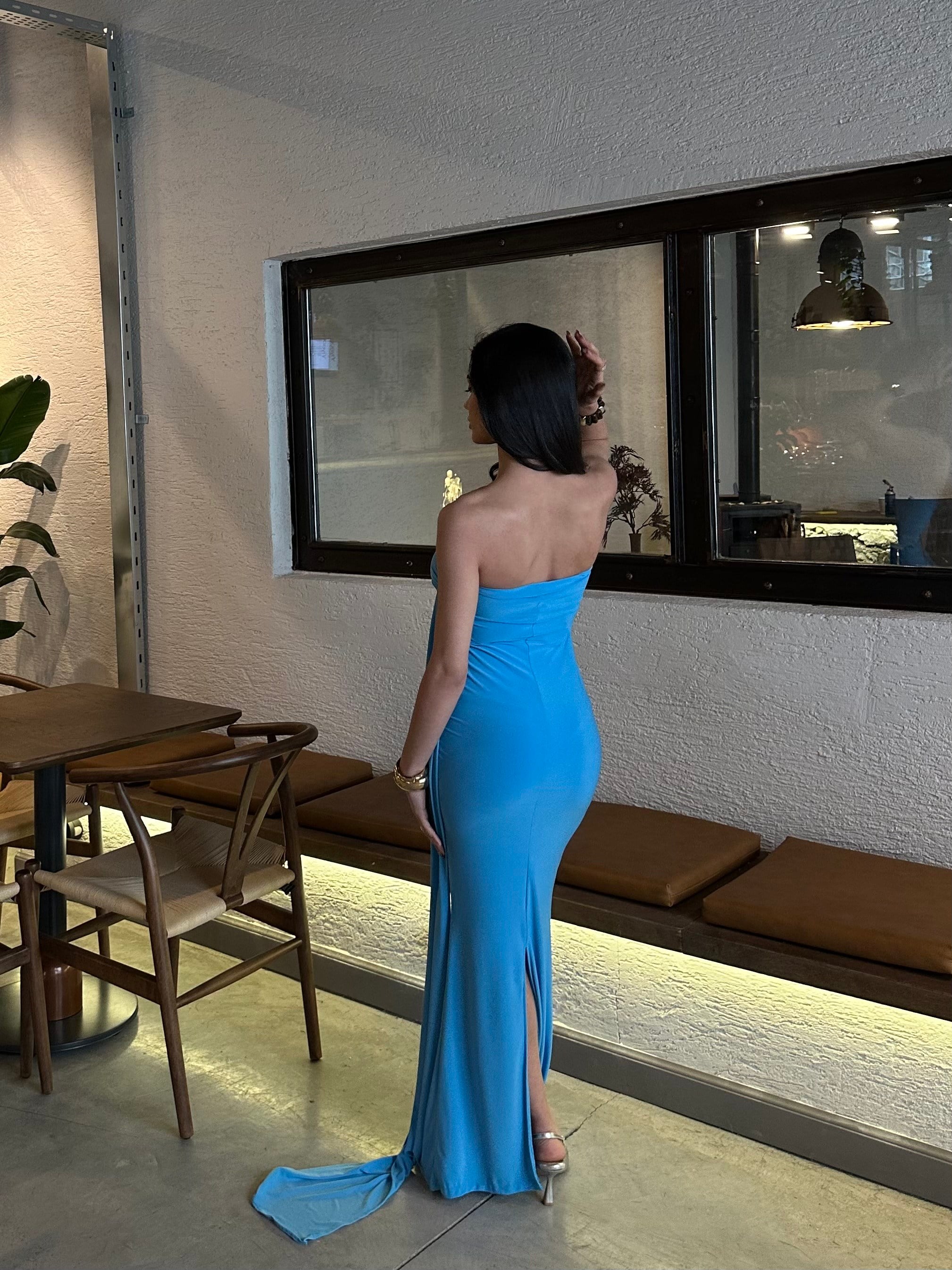 Şal Detay Maxi Elbise 