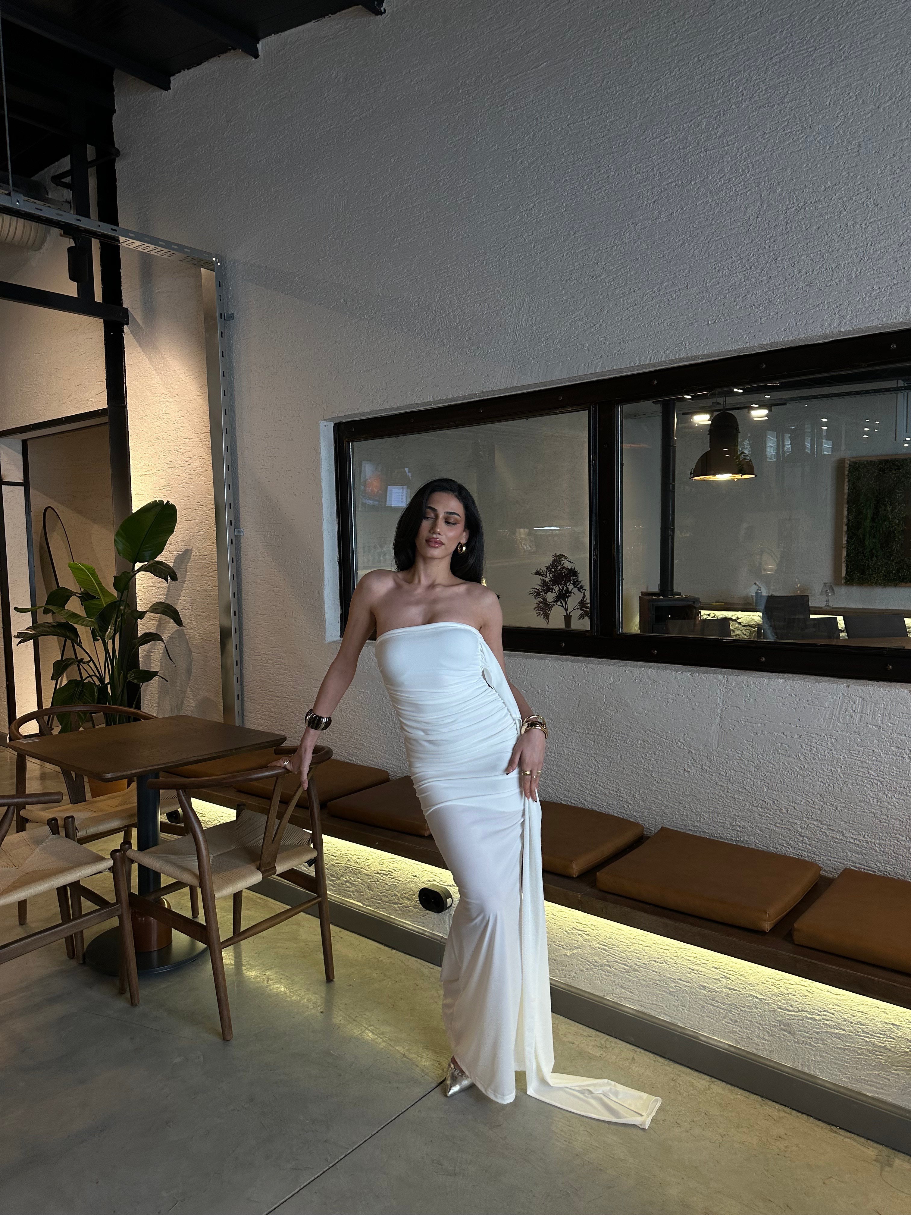 Şal Detay Maxi Elbise