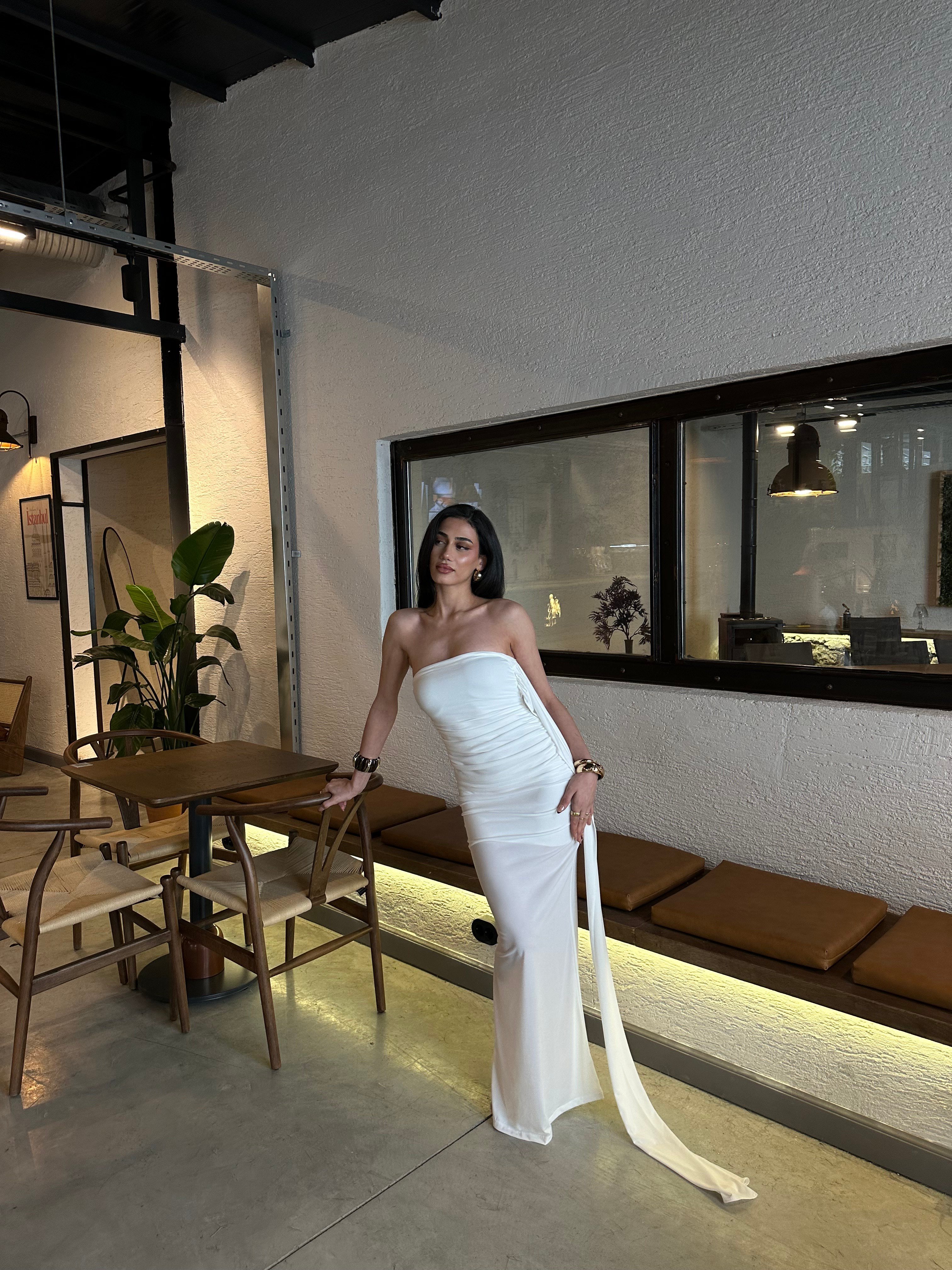 Şal Detay Maxi Elbise