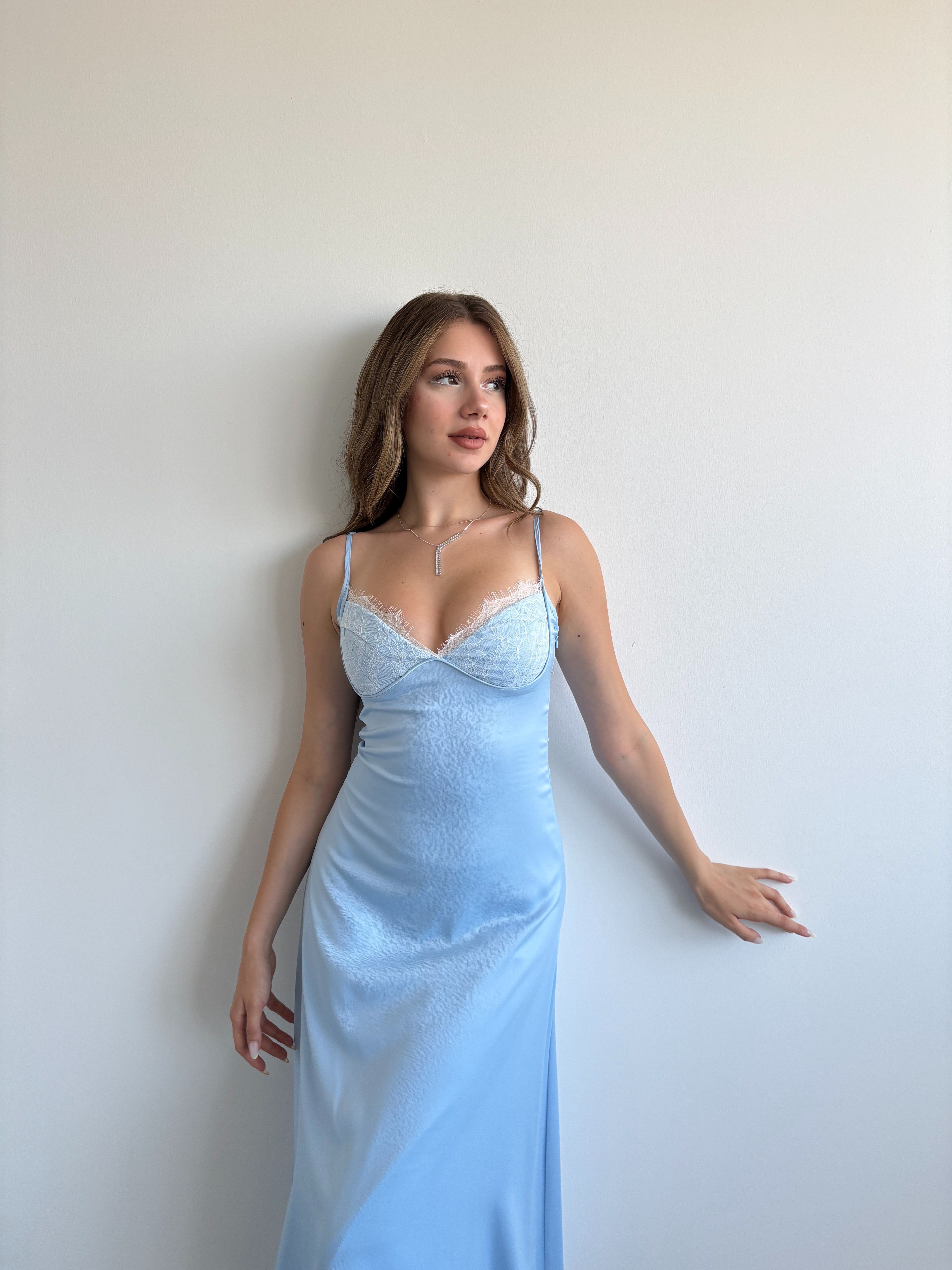 Saten Dantelli Elbise