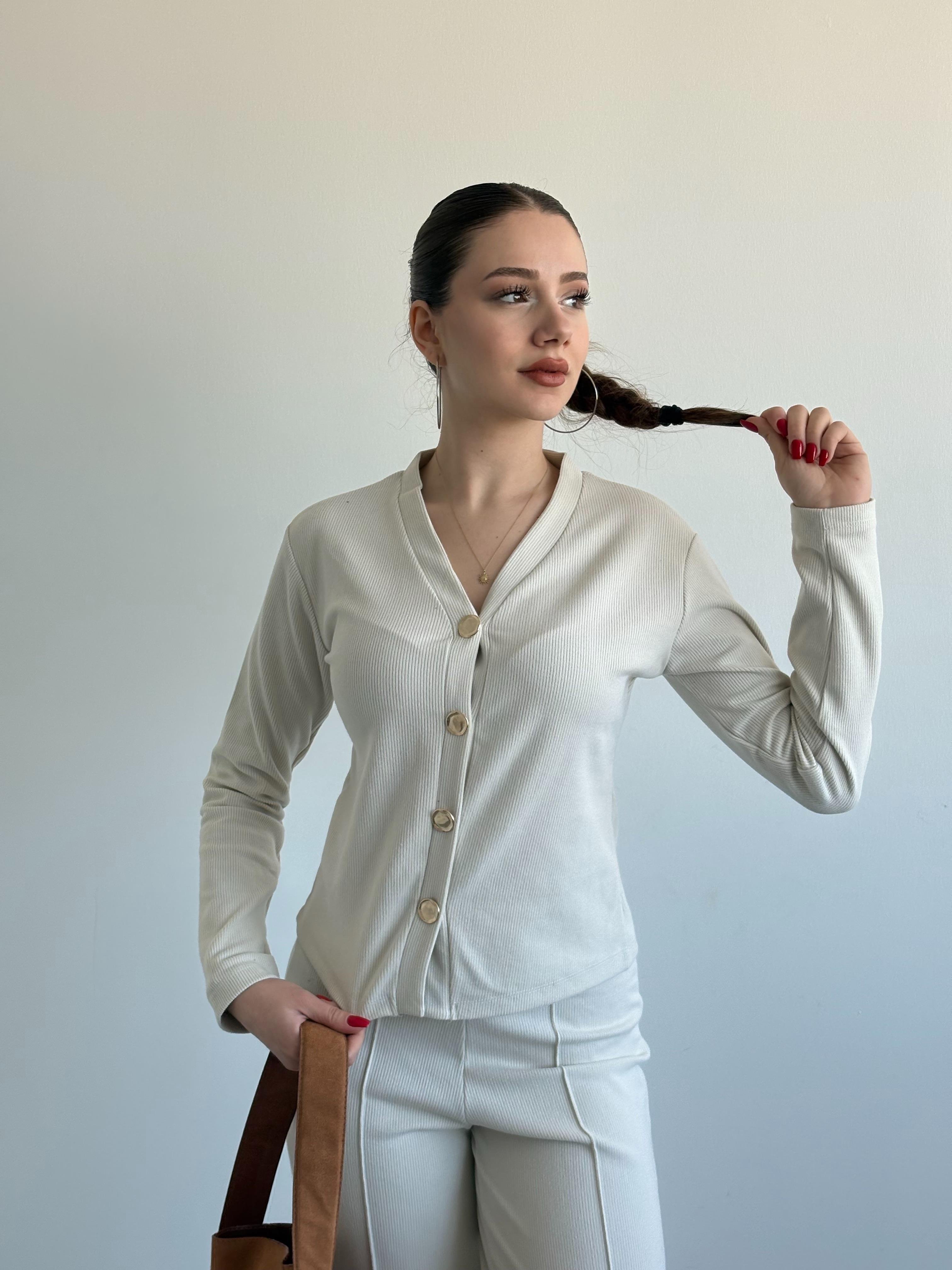 Selanik Örme Düğmeli Takım