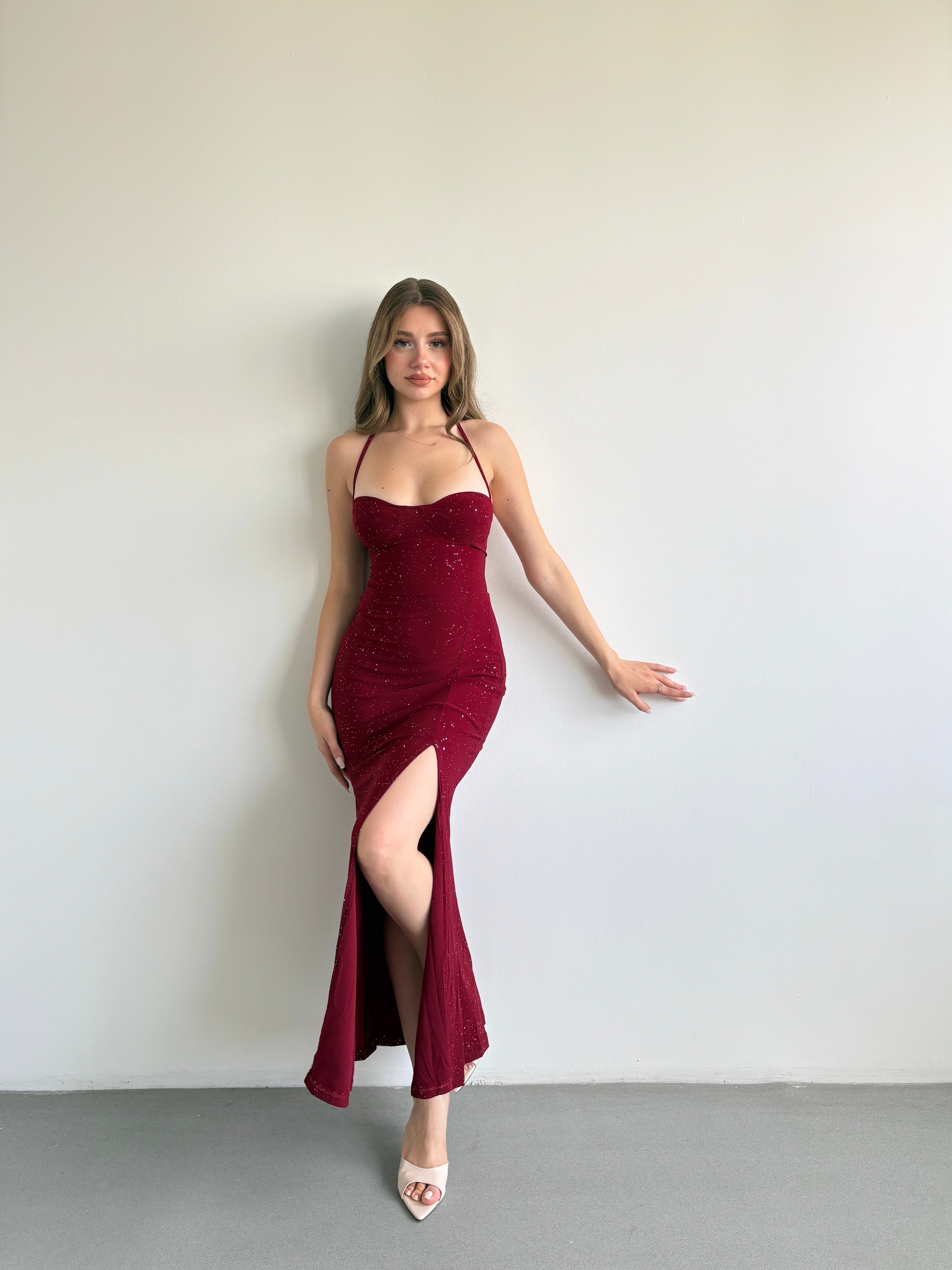 Simli Gloplu Sandy Elbise