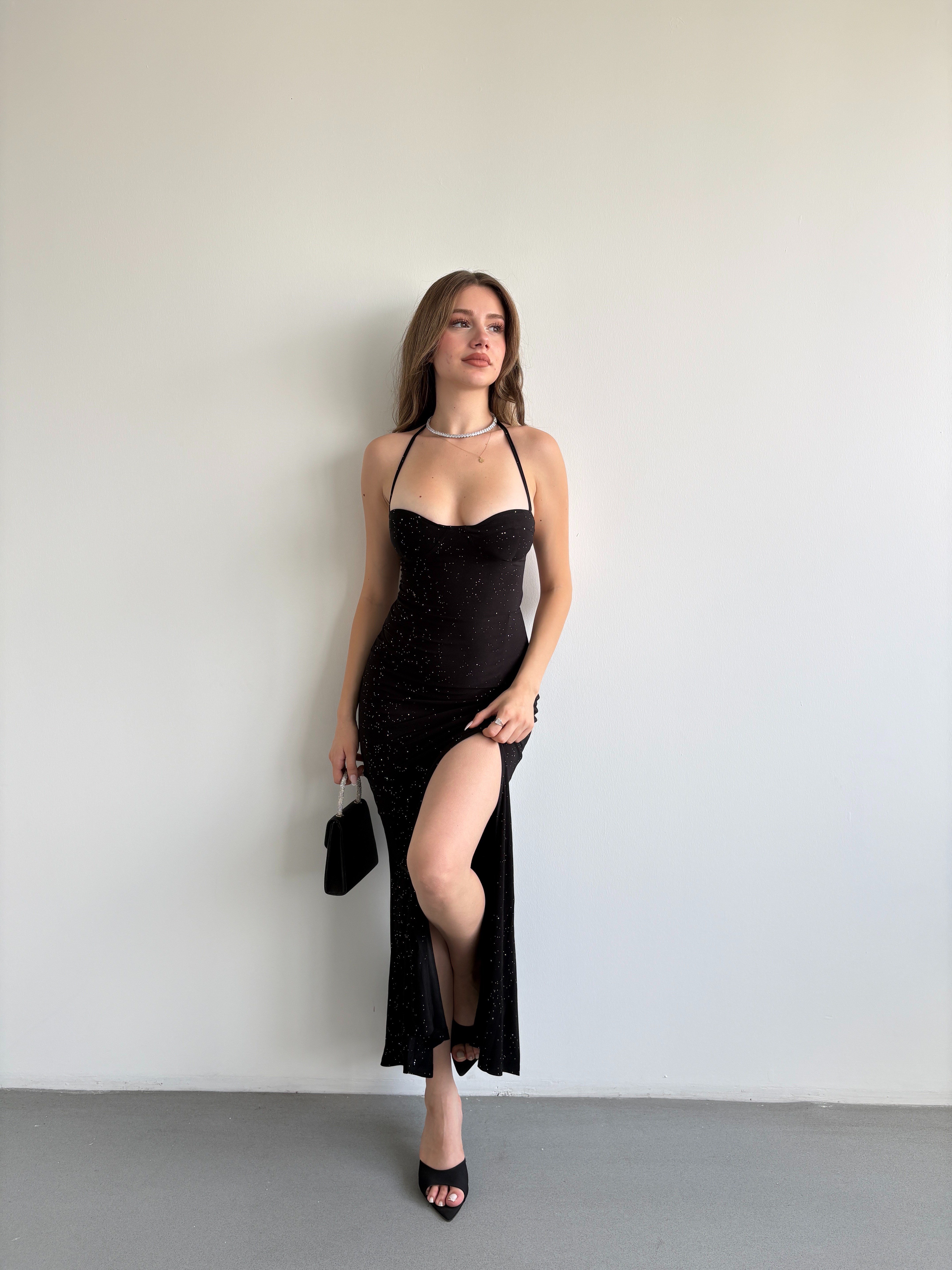 Simli Gloplu Sandy Elbise