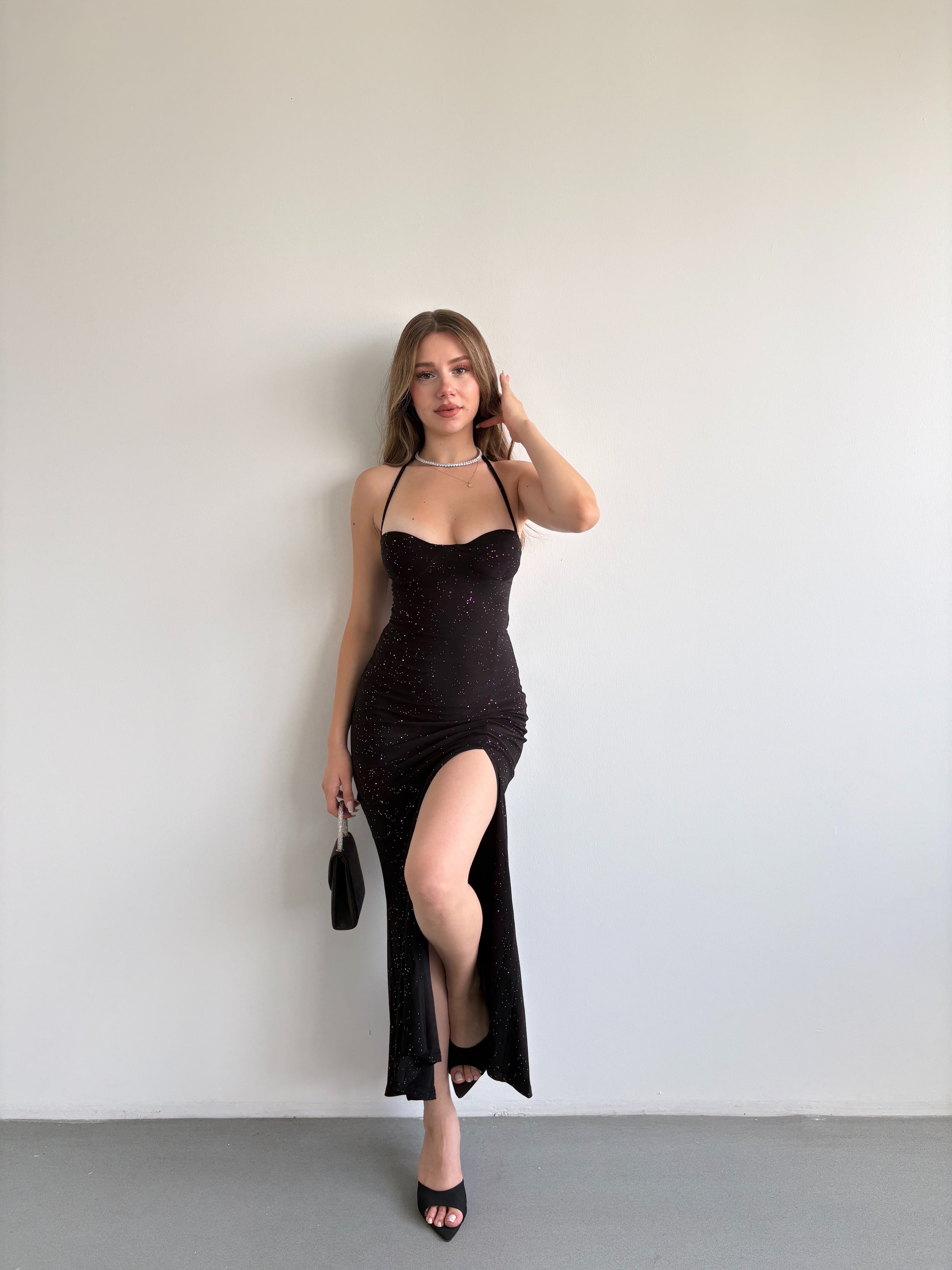 Simli Gloplu Sandy Elbise