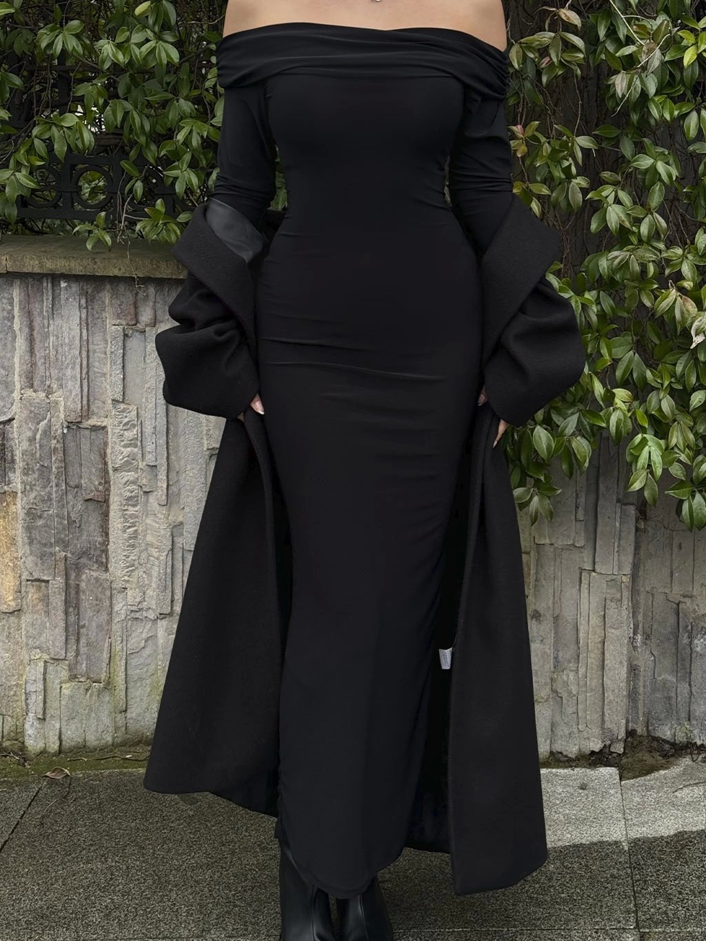 Siyah Sandy Uzun Madonna Elbise