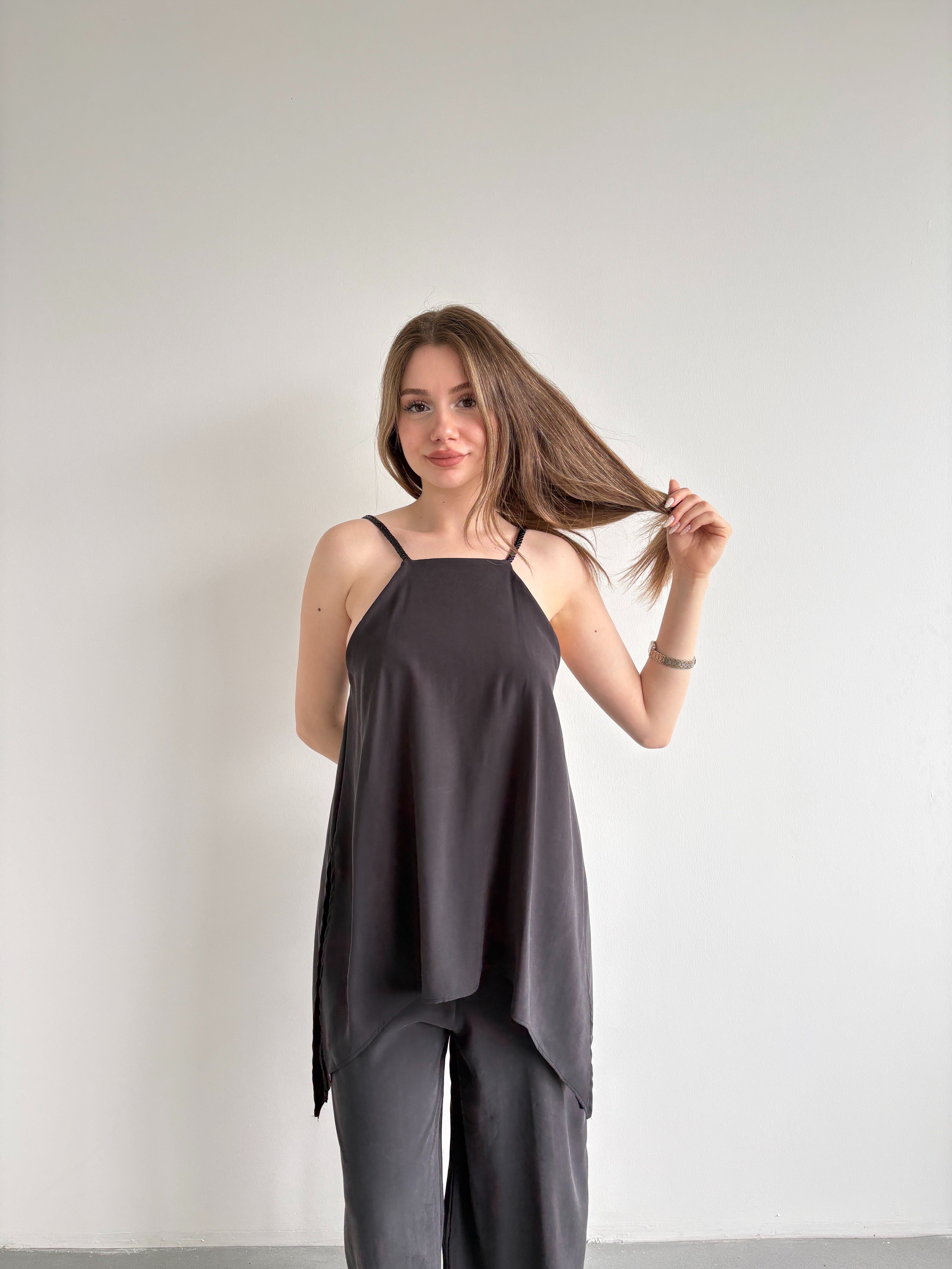 Soft Dokulu Örgü Askılı Tulum
