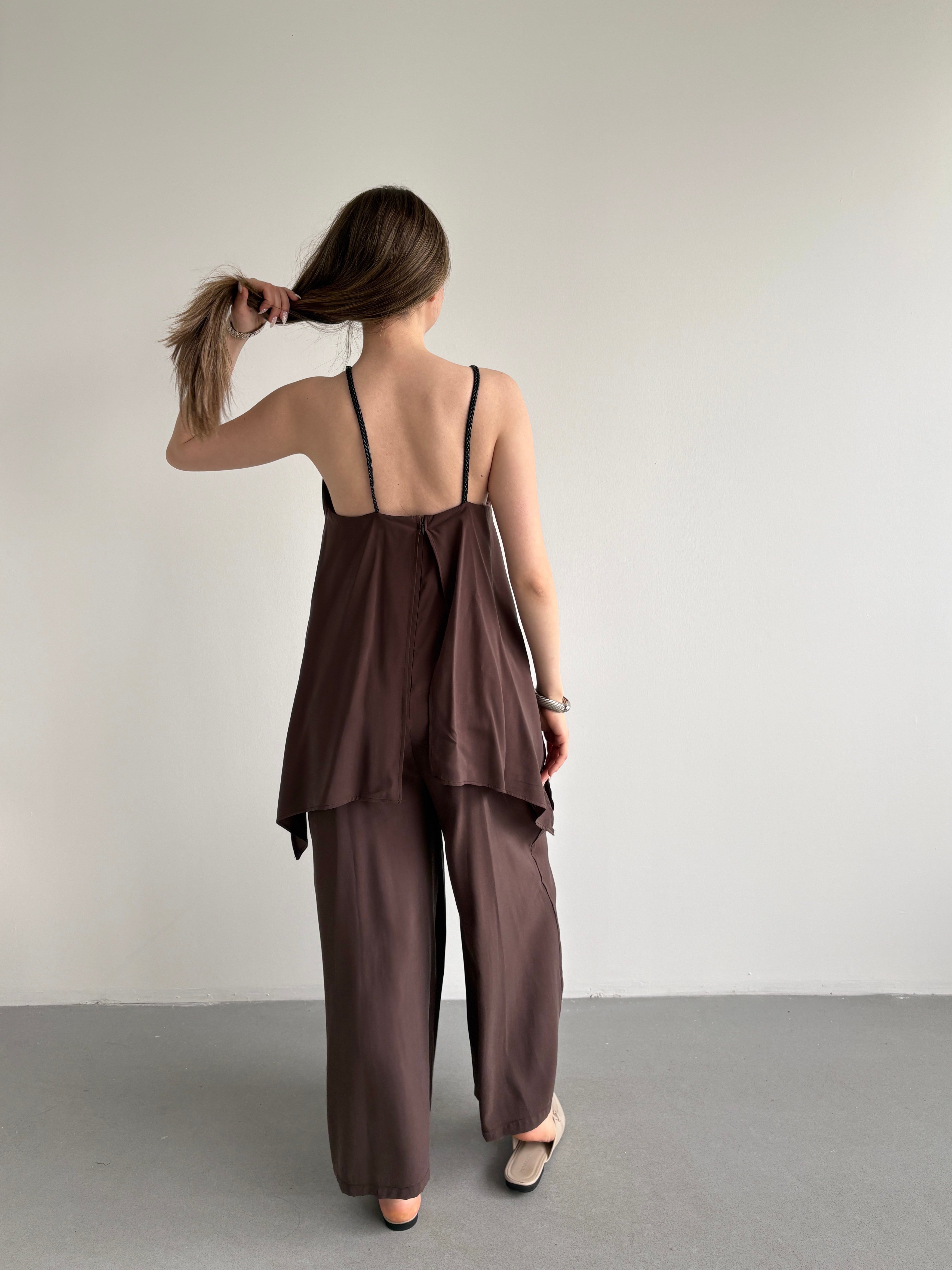 Soft Dokulu Örgü Askılı Tulum