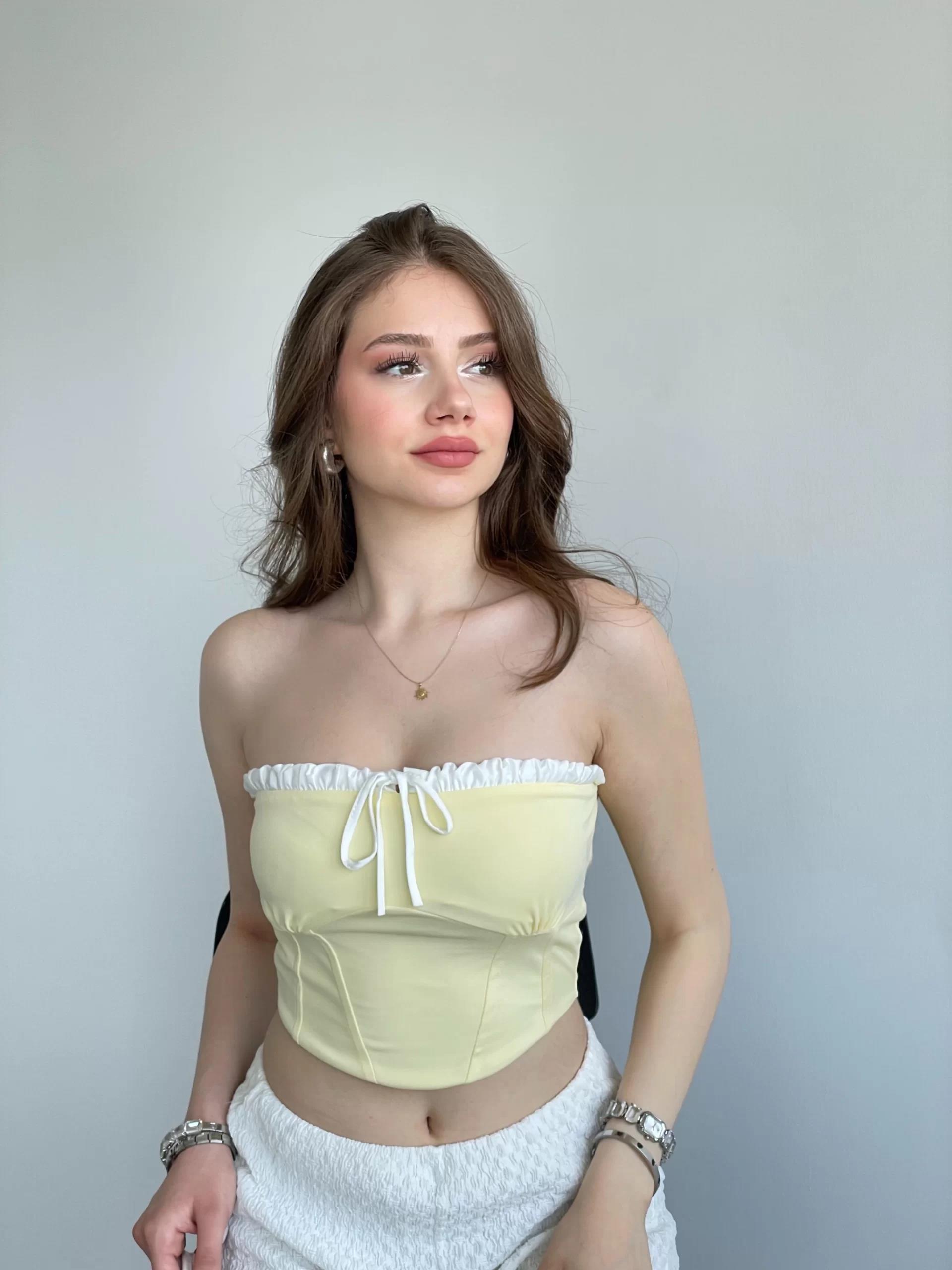 Straplez Kontrast Crop