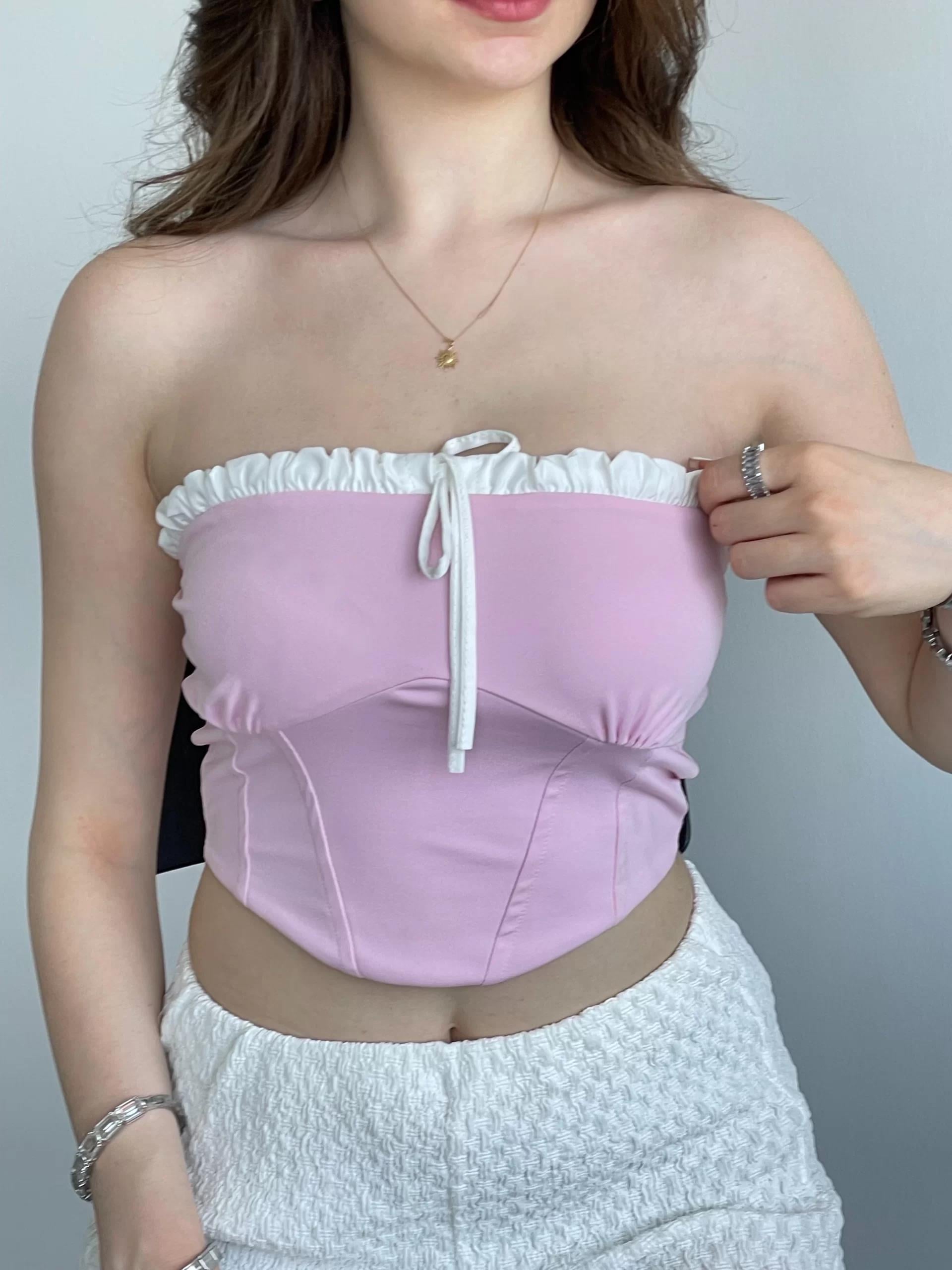 Straplez Kontrast Crop