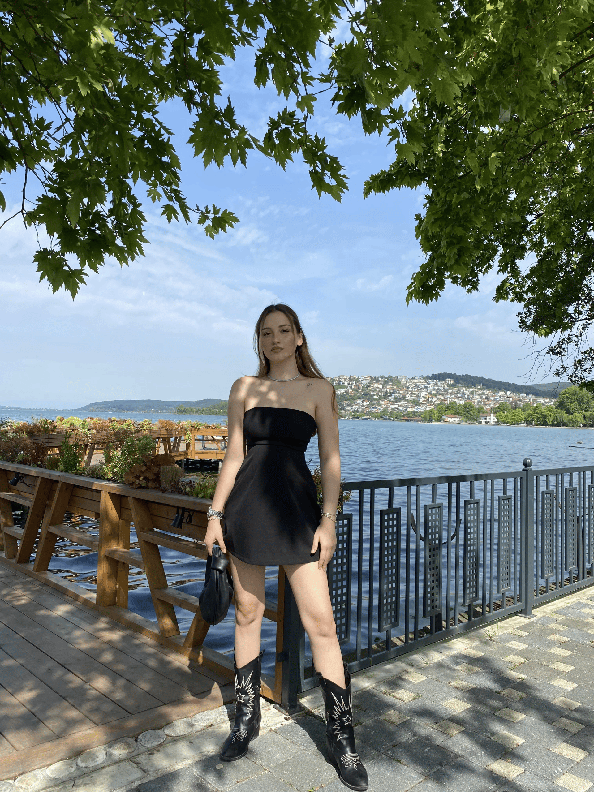 Straplez Poliviskon Elbise