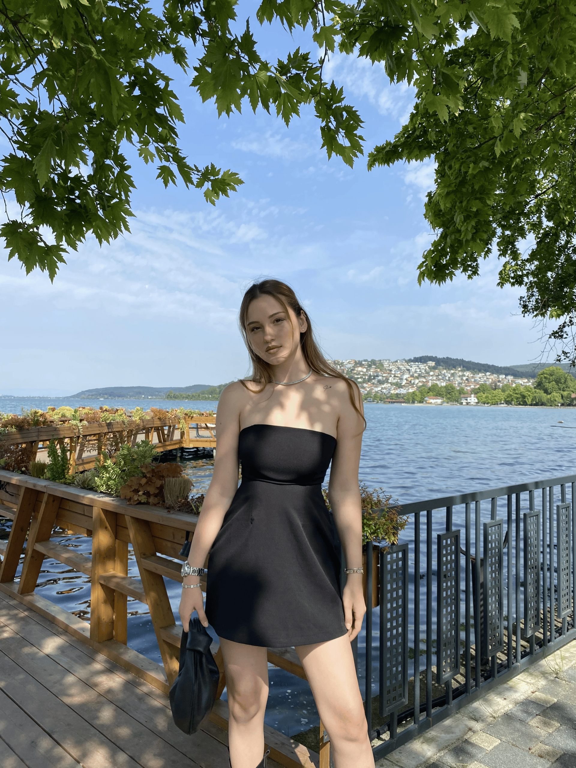 Straplez Poliviskon Elbise