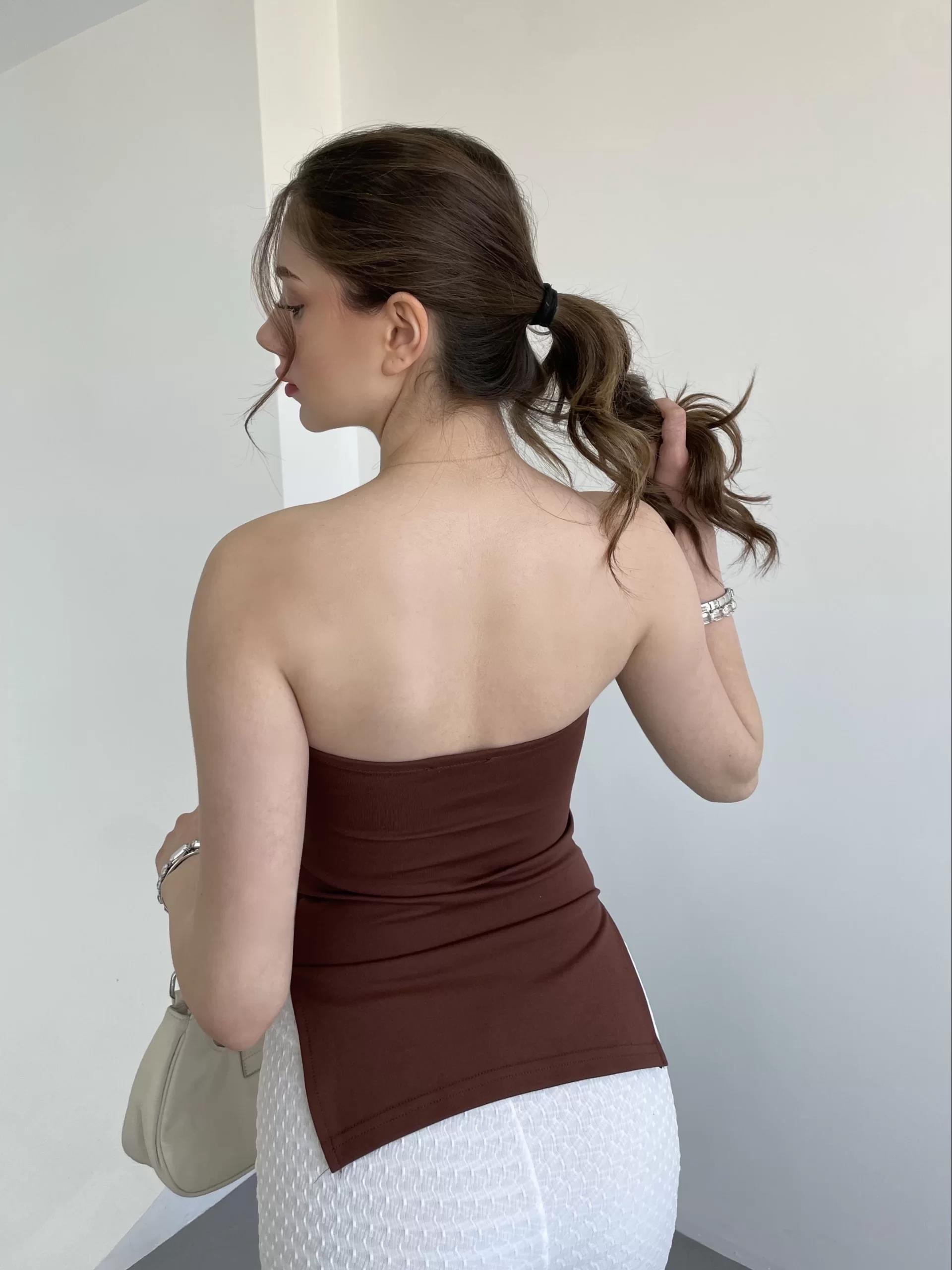 Straplez Yırtmaçlı Crop