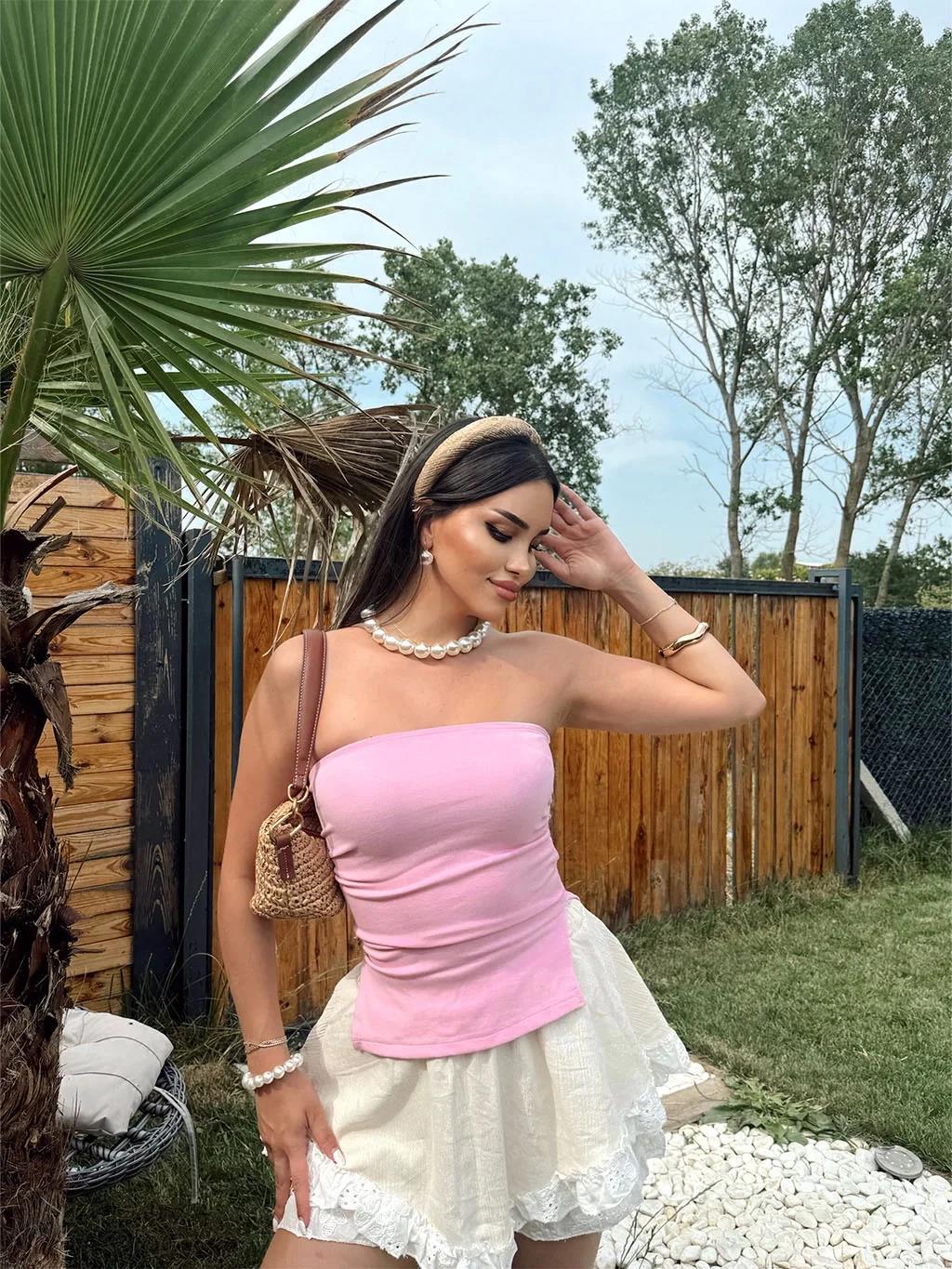 Straplez Yırtmaçlı Crop