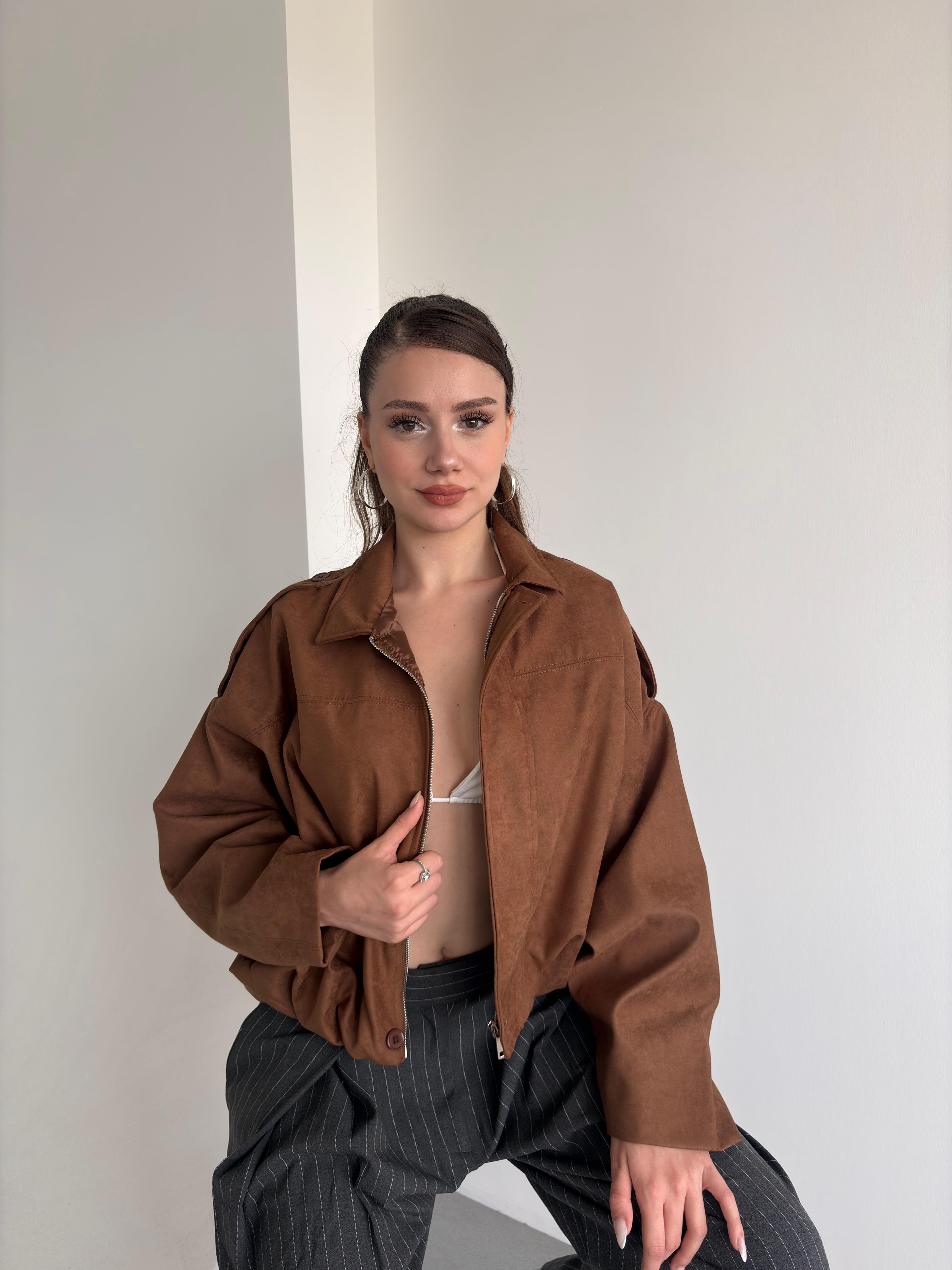 Süet Oversize Bomber 