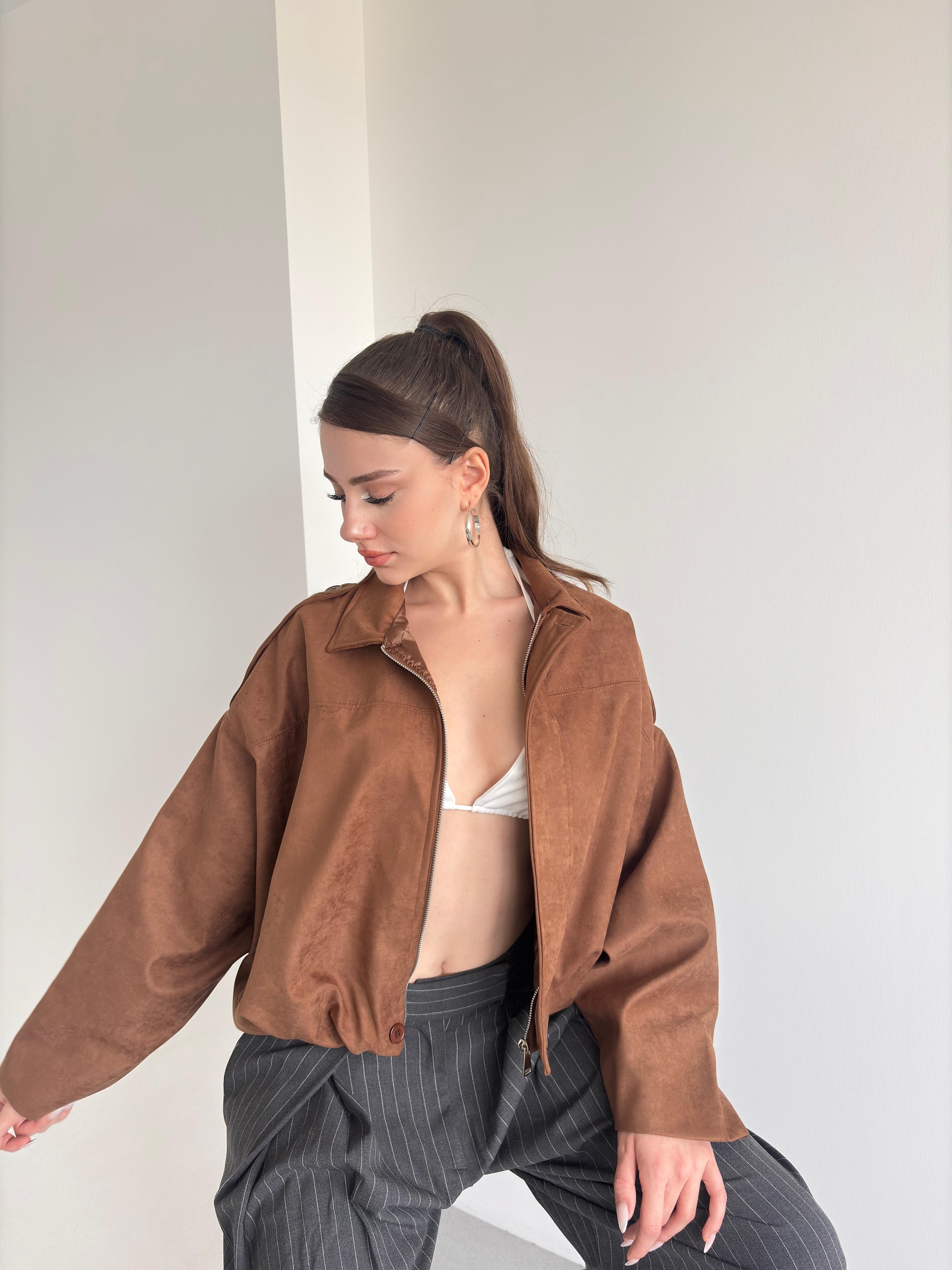 Süet Oversize Bomber 