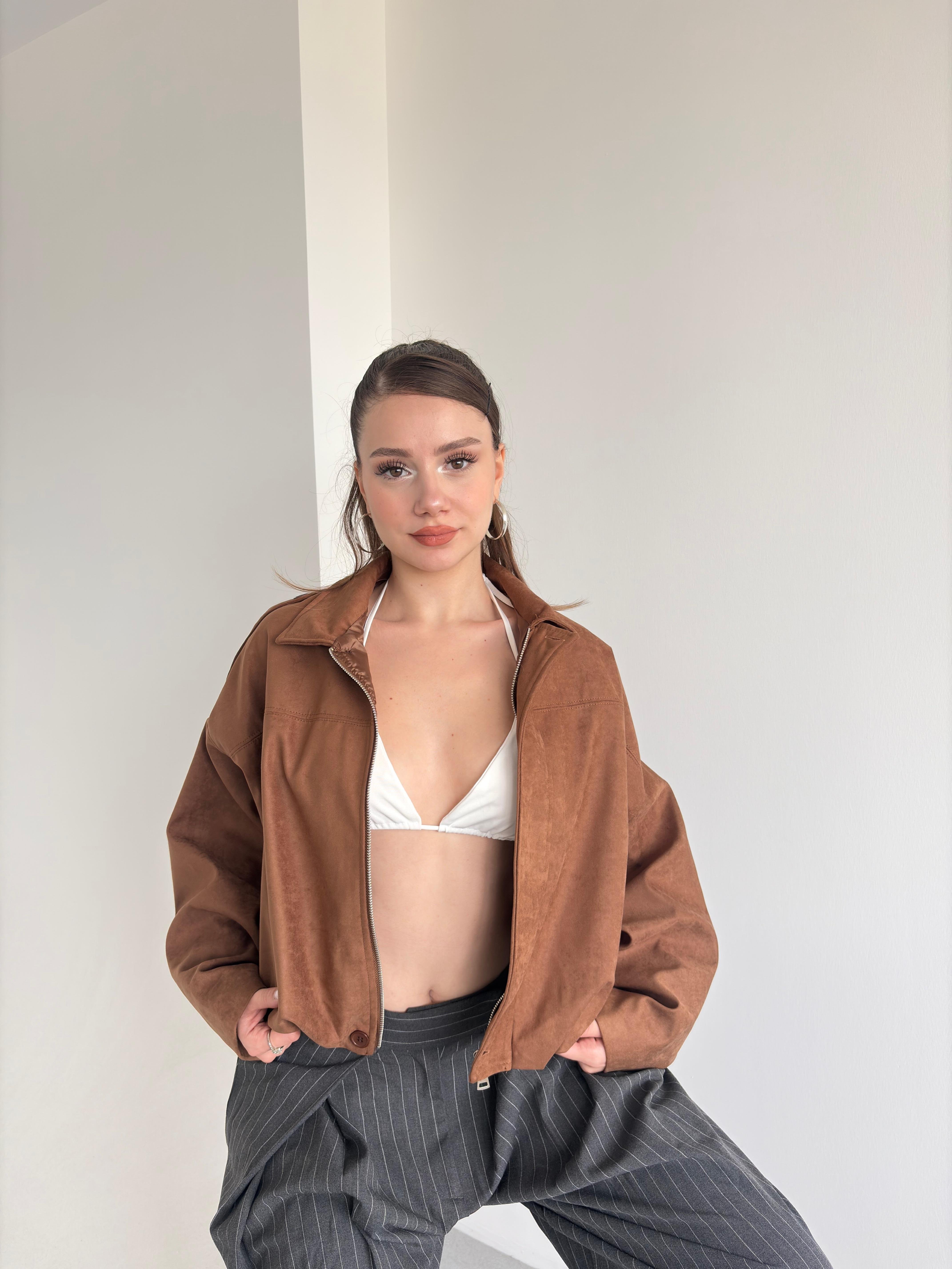 Süet Oversize Bomber 