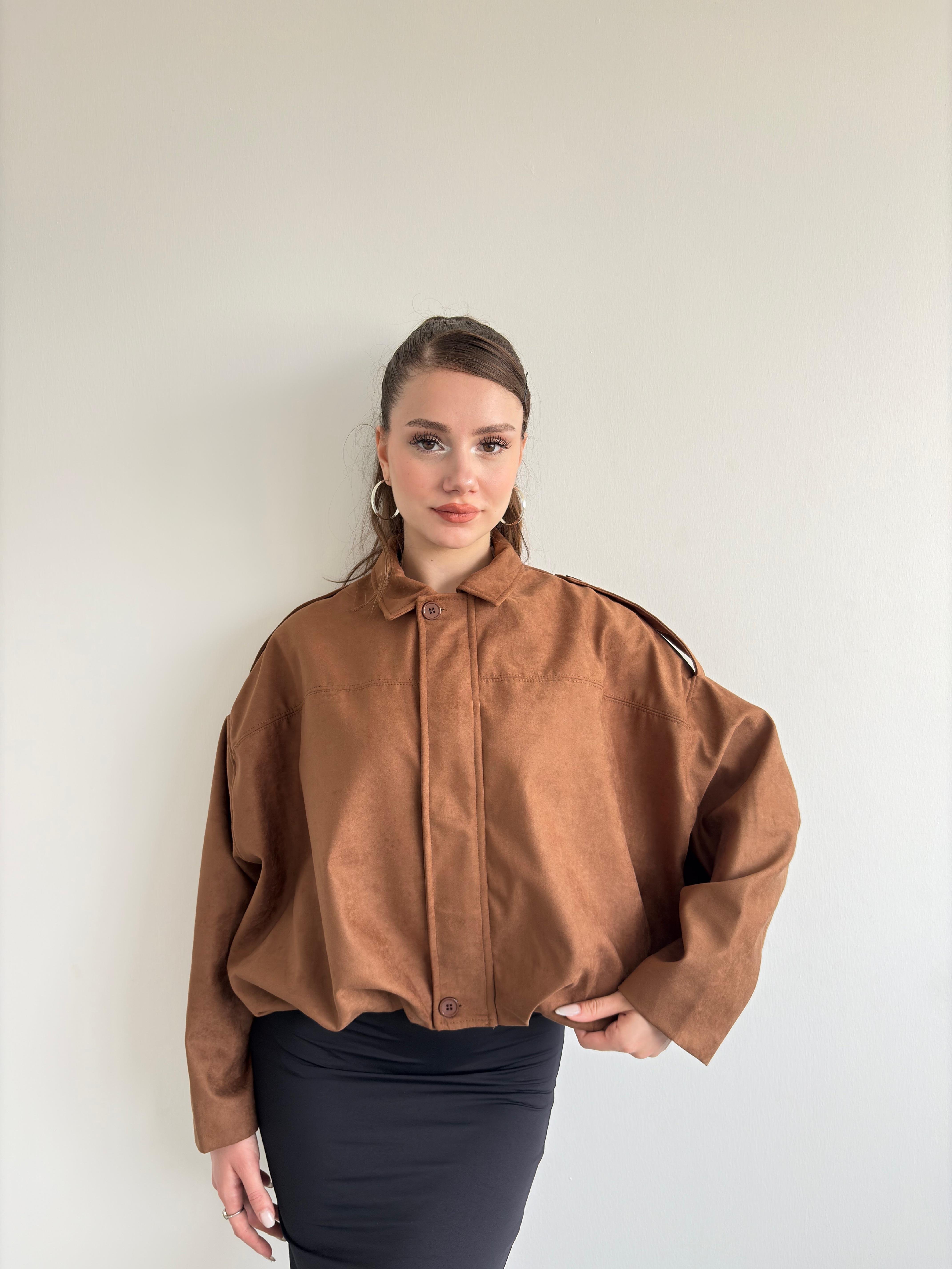 Süet Oversize Bomber 