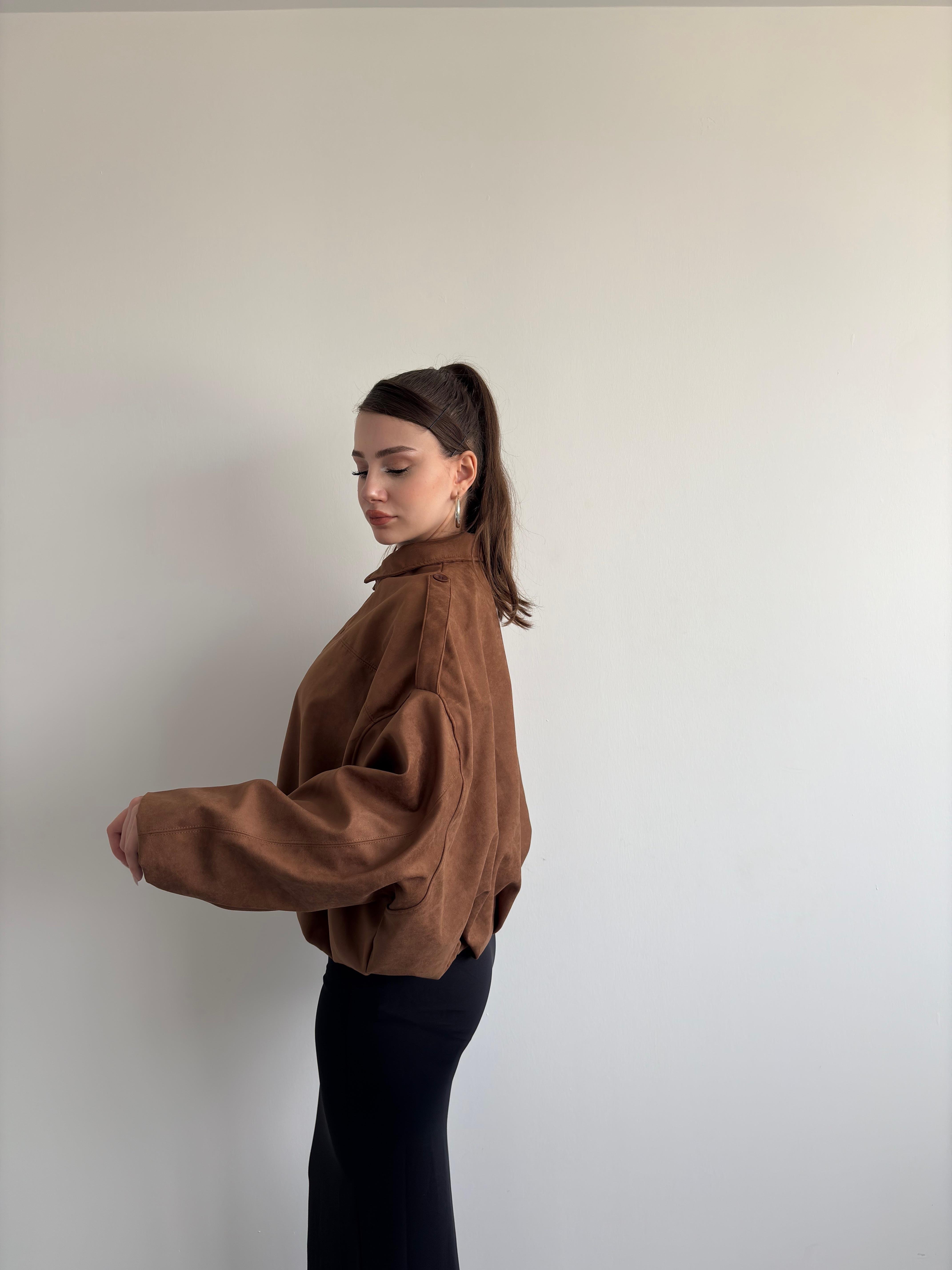 Süet Oversize Bomber 